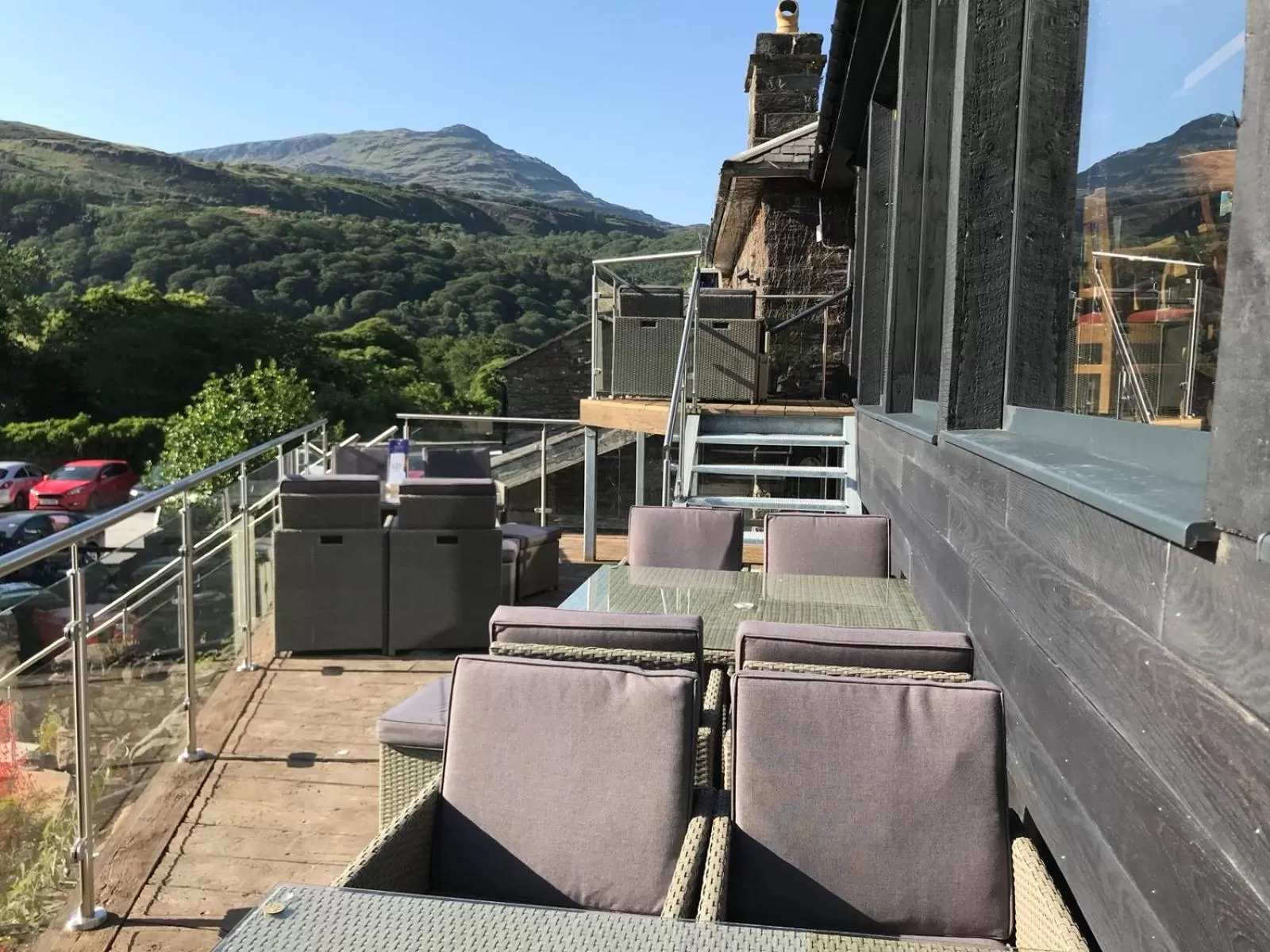 Balcony/Terrace in Grapes Hotel, Bar & Restaurant Snowdonia Nr Zip World