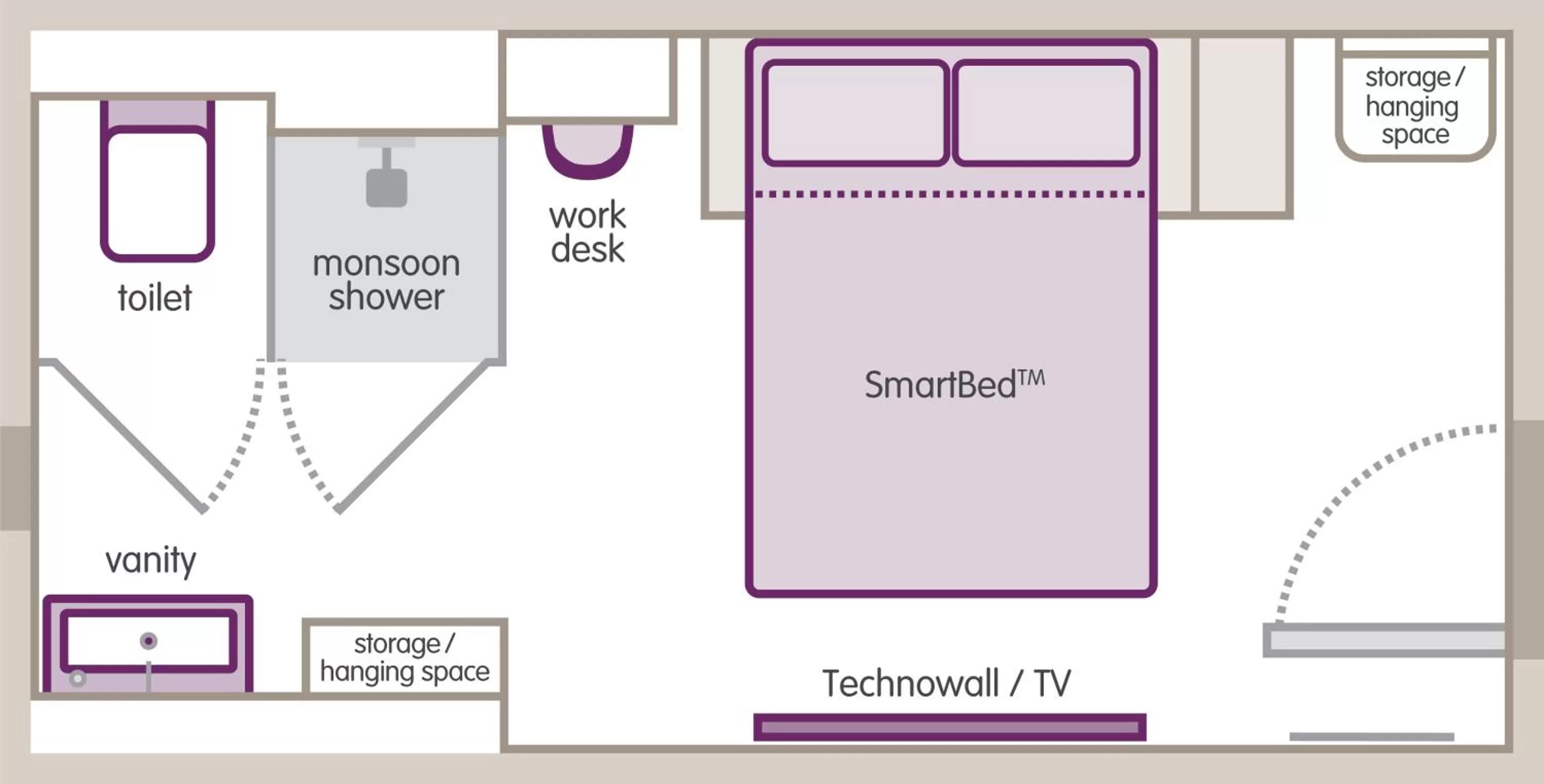 Floor plan, Bed in Yotel San Francisco