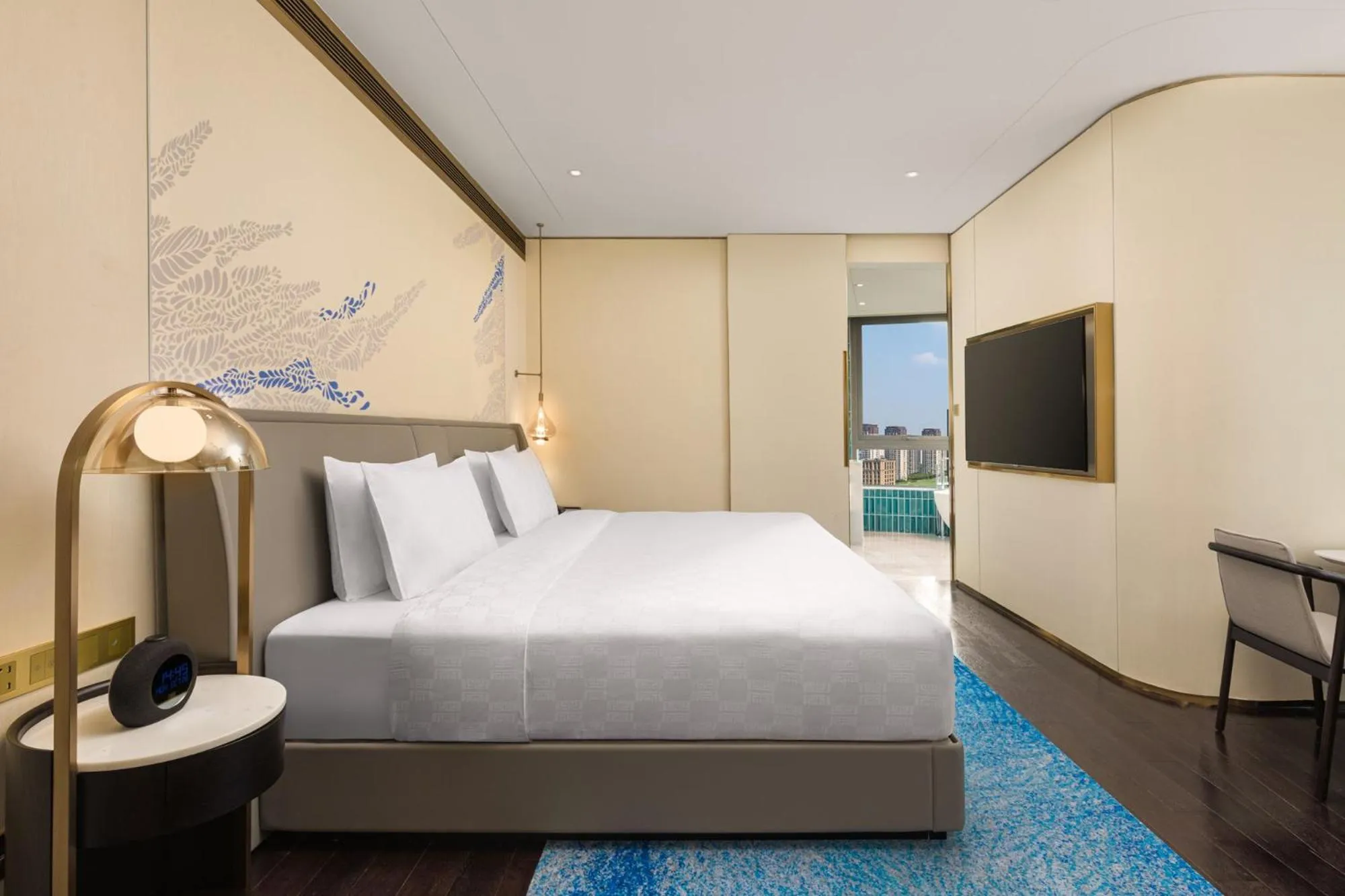 Bed in HUALUXE Shanghai Changfeng Park - Park Lake View