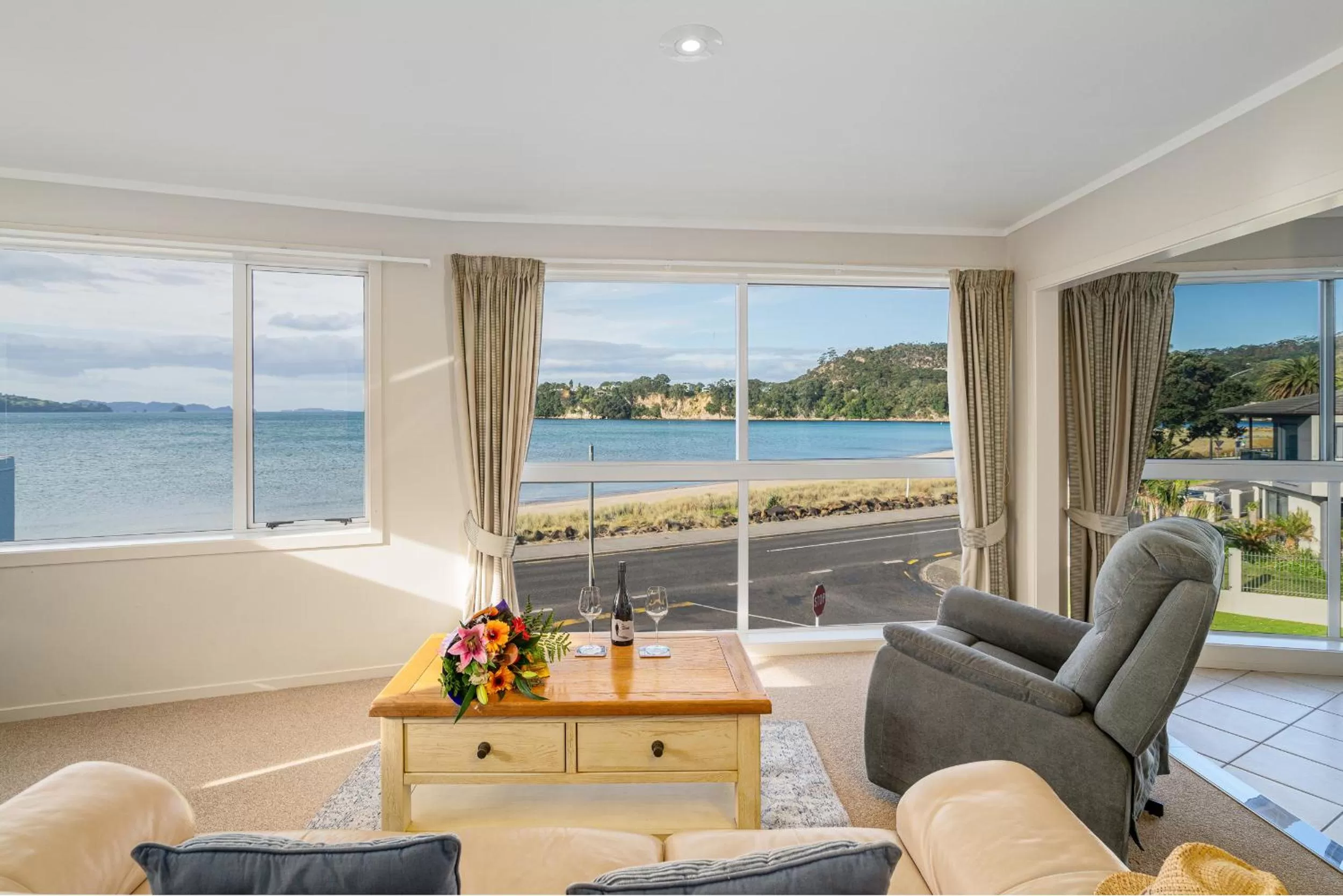 Seating area in Waterfront Apartments Whitianga