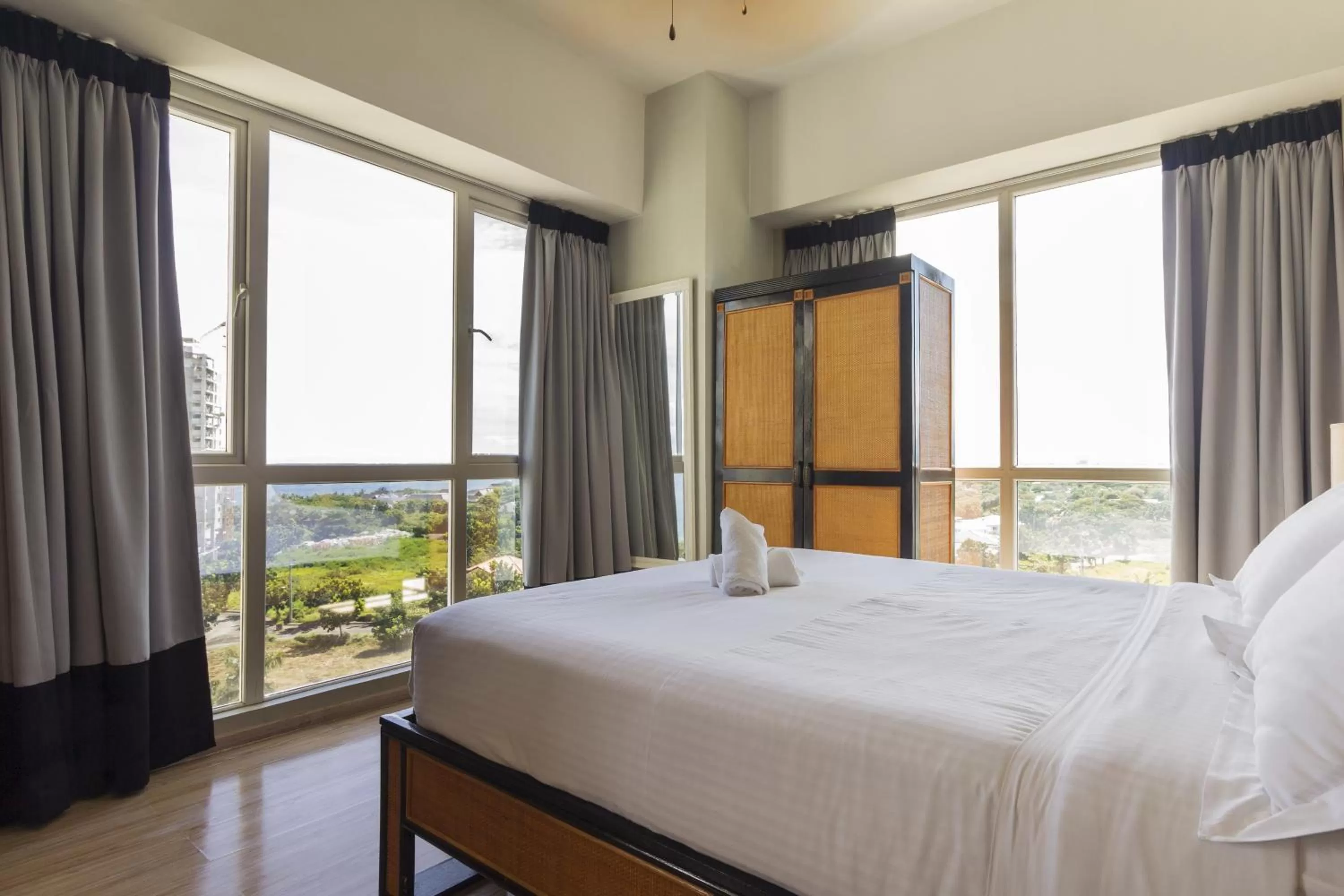 Bedroom, View in La Mirada Residence Condo, Large 1 bedroom ,Ocean views, Breakfast, fast WiFi , Netflix, beach resort