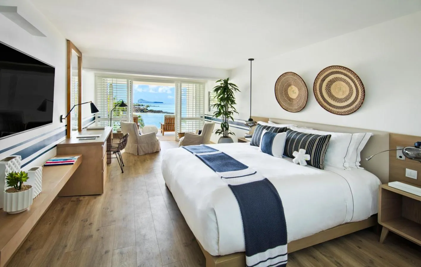 View (from property/room), Bed in LUX* Grand Gaube Resort & Villas