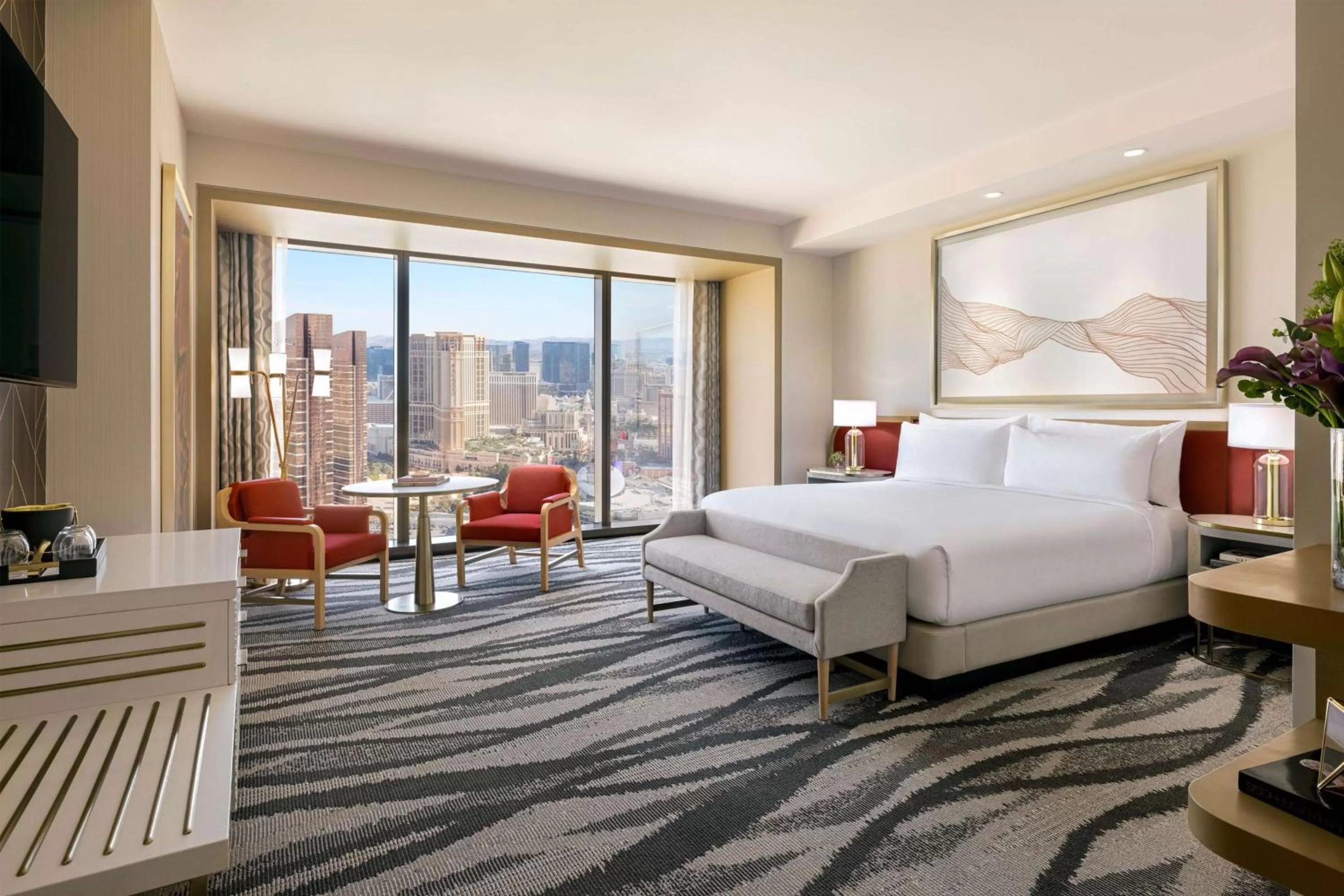 Bedroom, Bed in Conrad Las Vegas At Resorts World