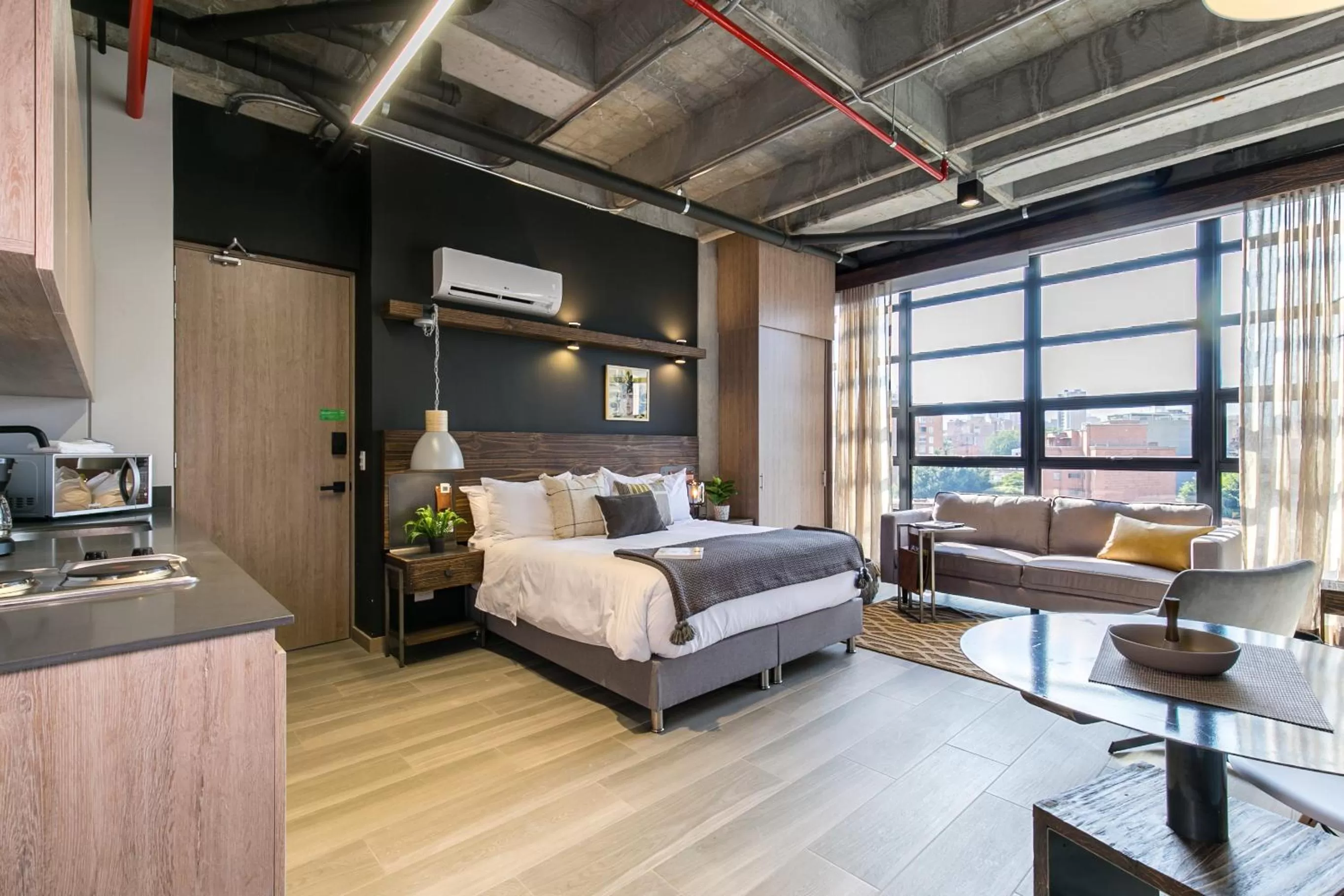 Bed in Factory Lofts Hotel