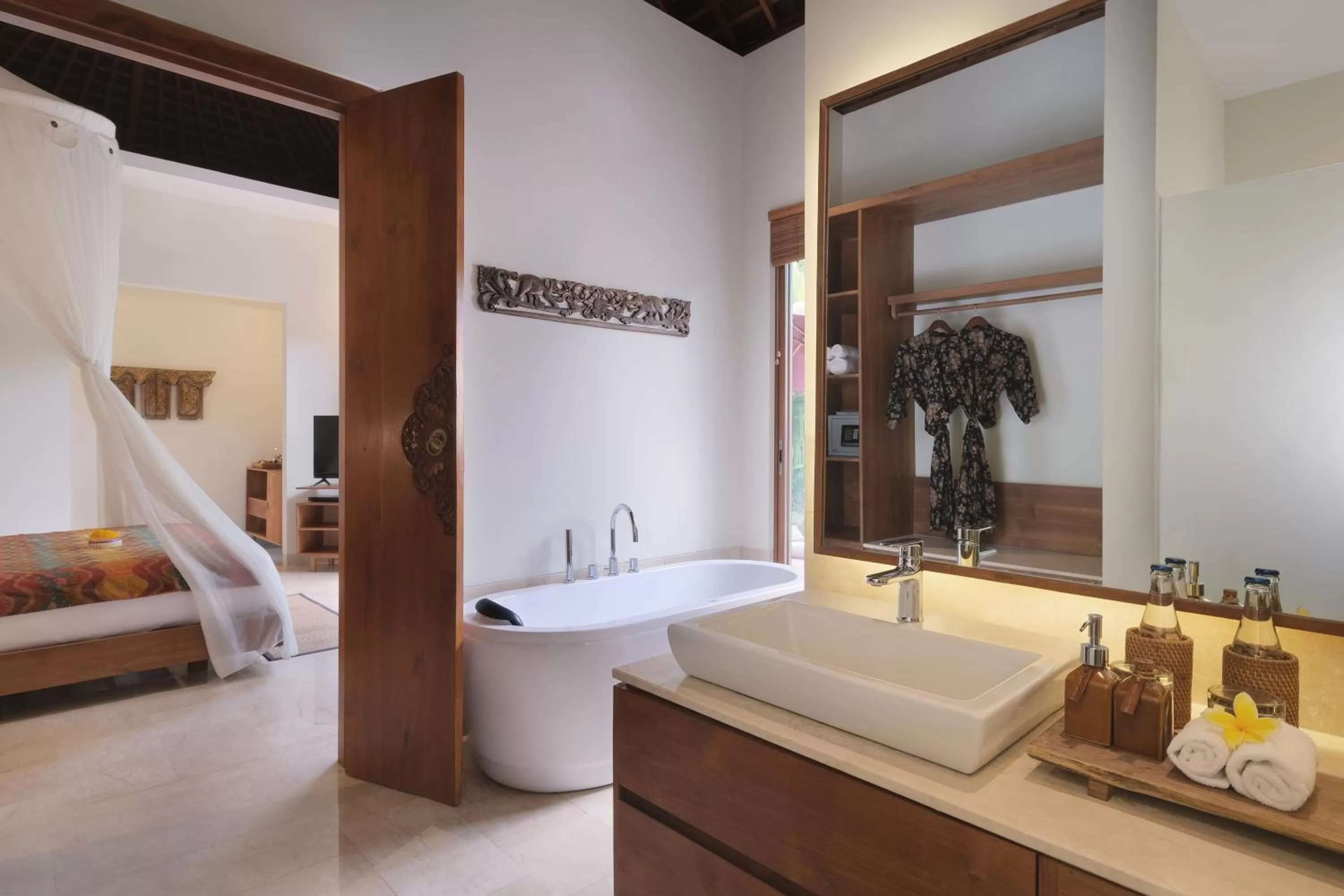 Bathroom, Bed in Puri Sebali Resort