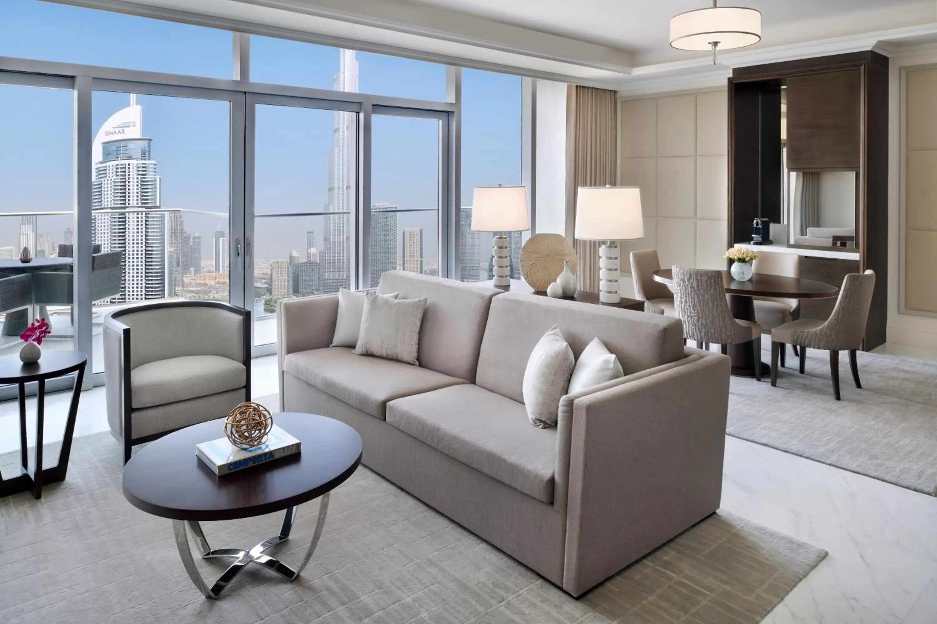 Executive Suite Burj Khalifa and Fountain View – Lounge access serving lunch, afternoon tea, and dinner in Address Dubai Mall Executive Suite Burj Khalifa and Fountain View – Lounge access serving lunch, afternoon tea, and dinner in Address Dubai Mall