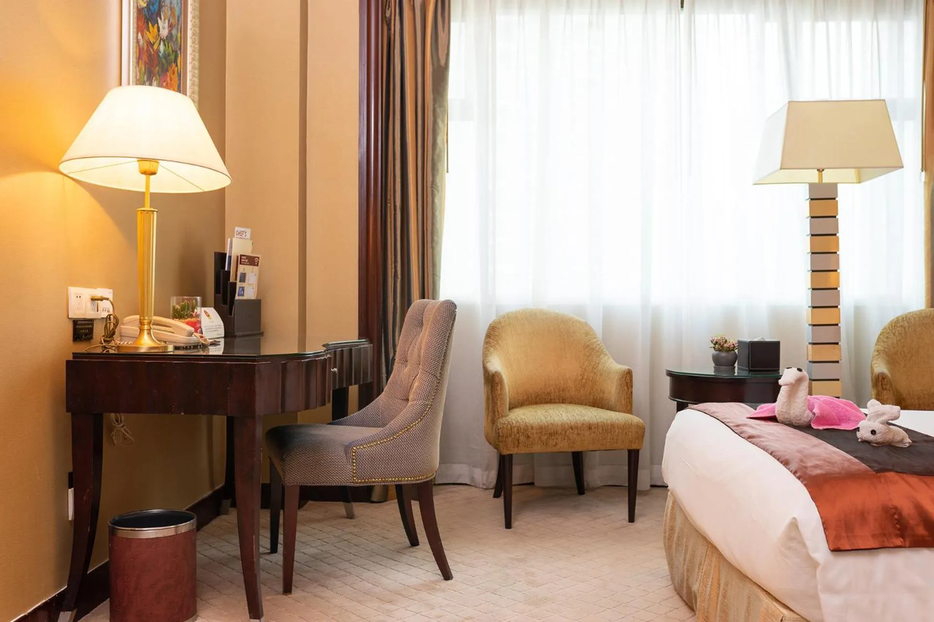 Decorative detail, Bed in Grand International Hotel