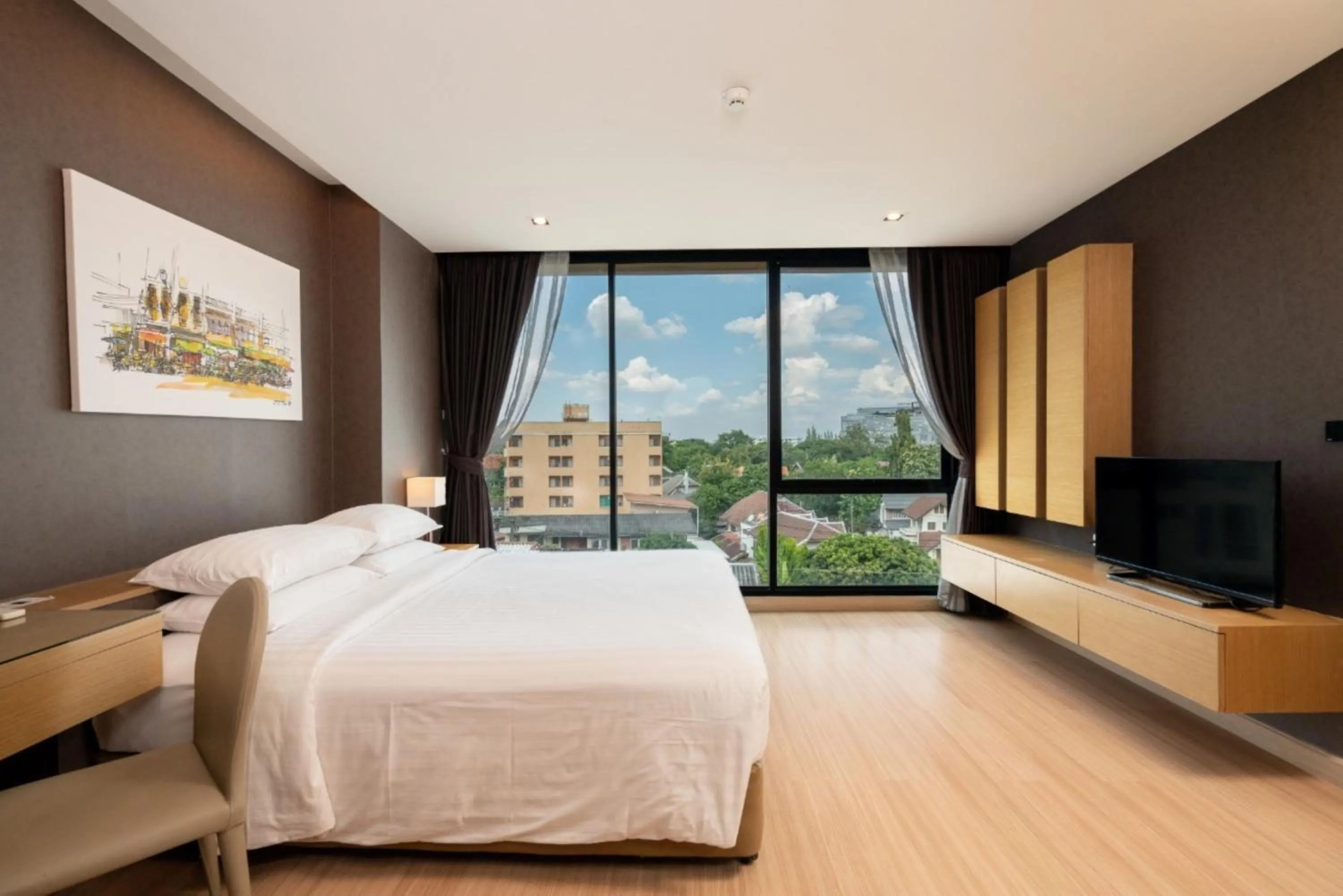 View (from property/room), Bed in Sanae' Hotel Nimman