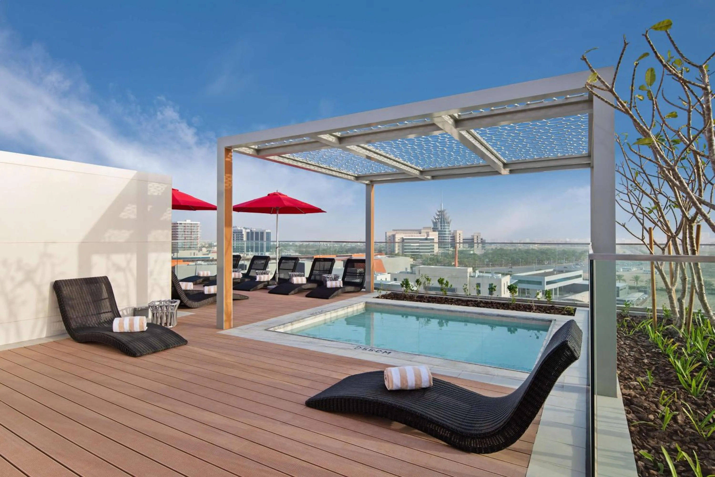 Pool view in Radisson RED Dubai Silicon Oasis