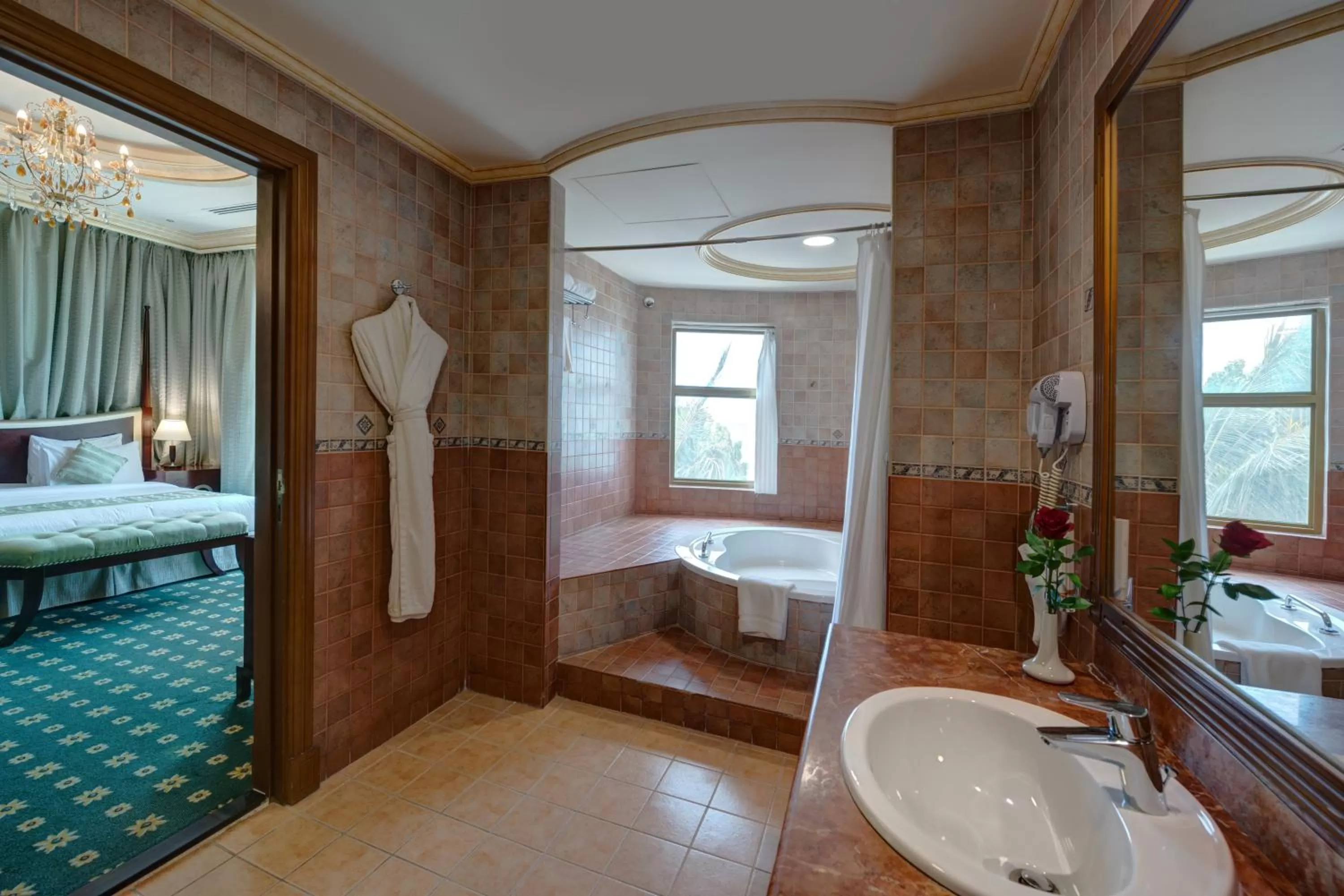Bathroom, Bed in Sahara Beach Resort & Spa