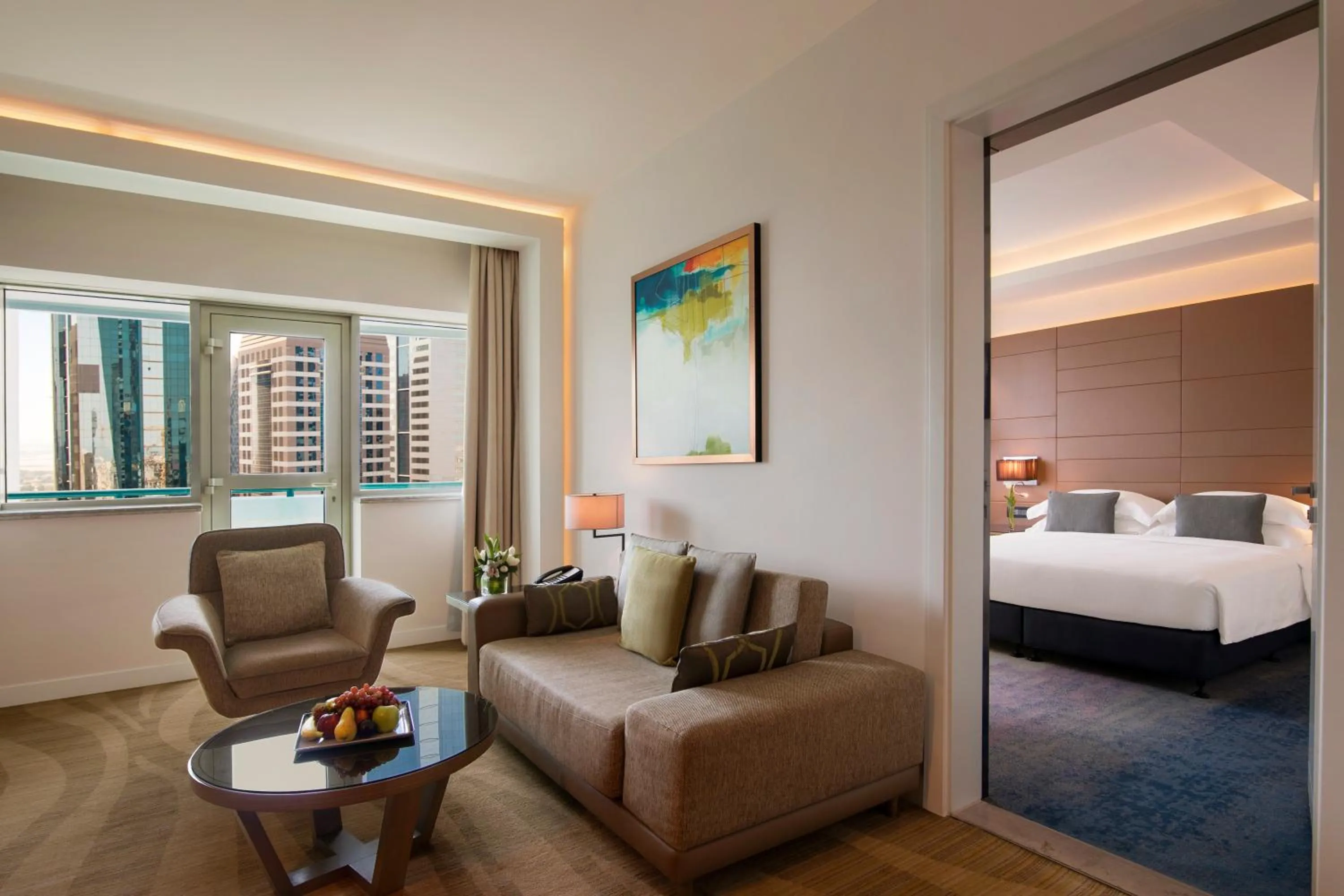 Living room, Bed in Towers Rotana - Dubai