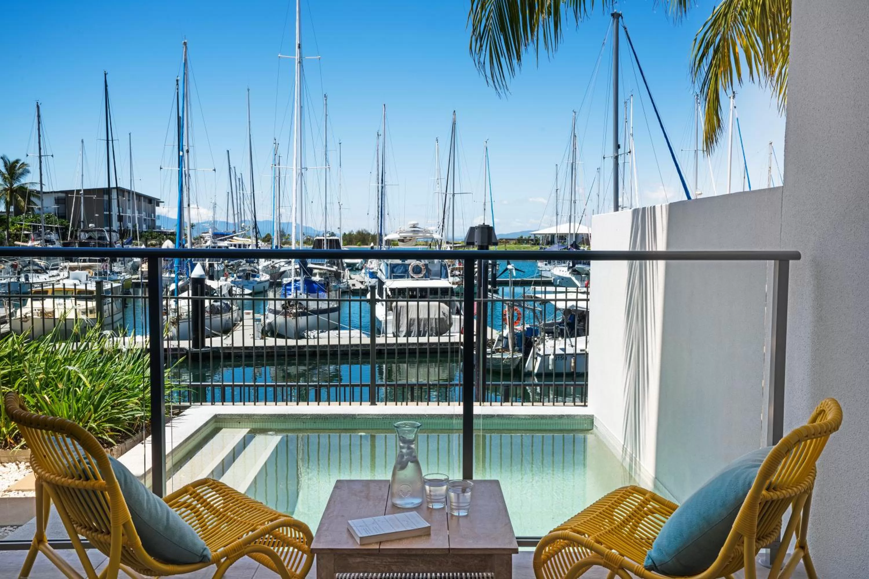 Pool view in Peppers Blue on Blue