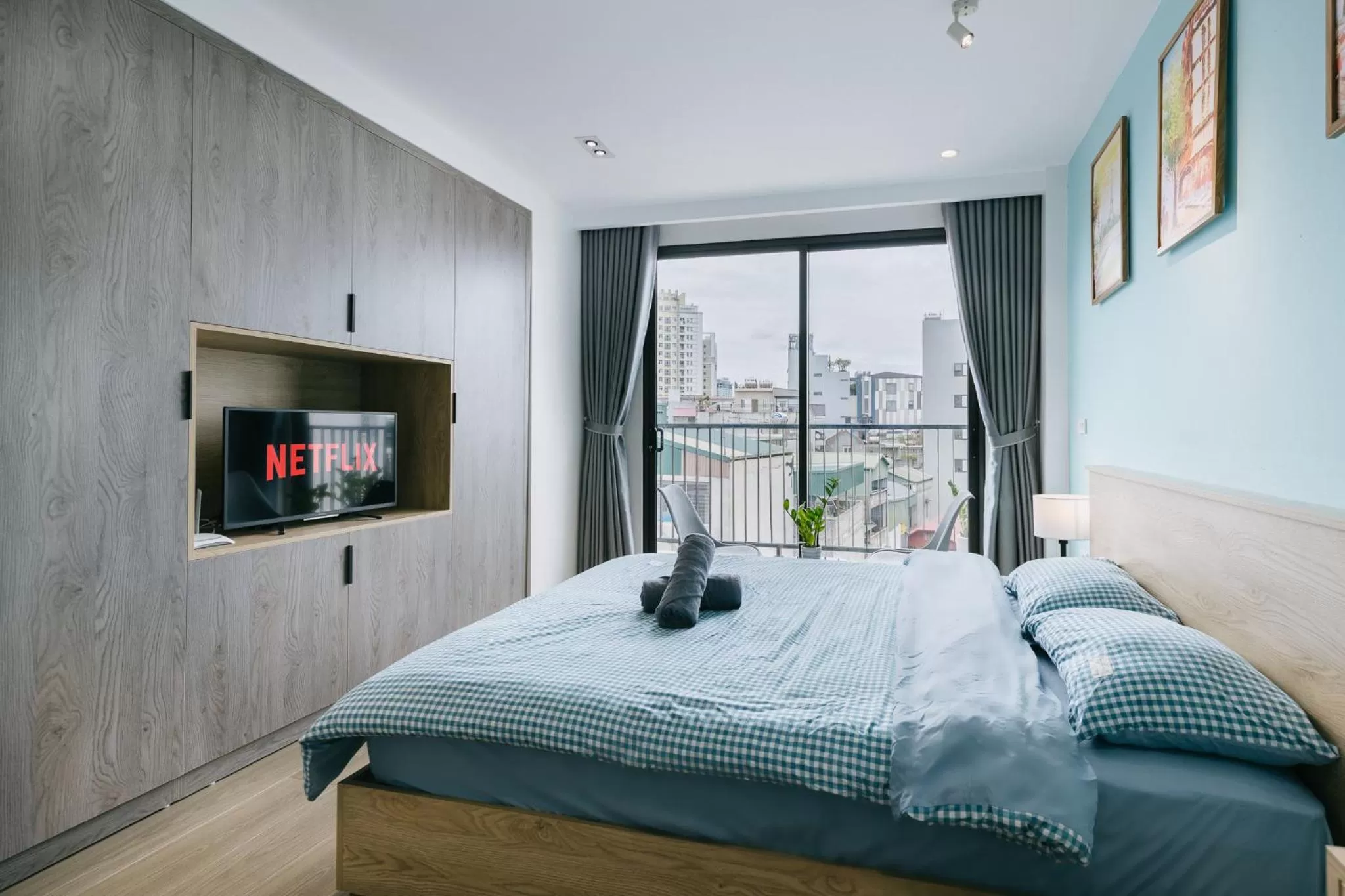 TV and multimedia, Bed in LUCK APART 8 - Hanoi Westlake Balcony Studio