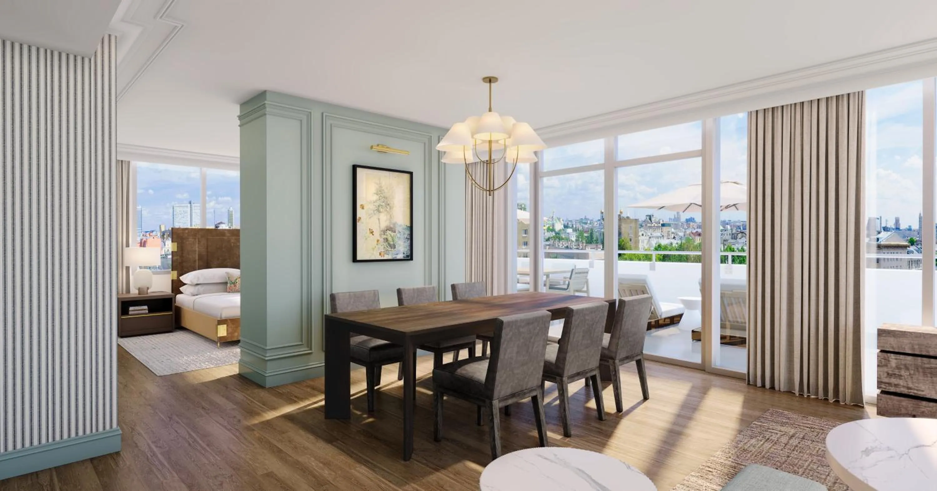 Dining area, Bed in The Palmetto Hotel, Charleston