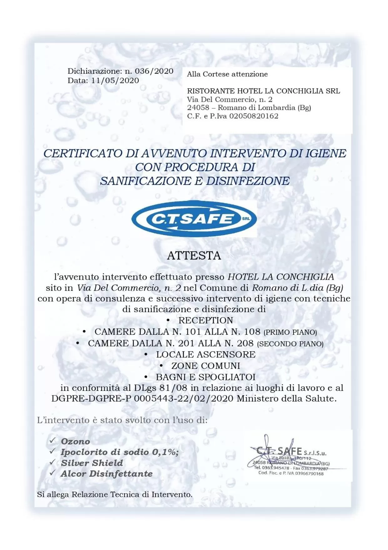 Logo/Certificate/Sign in Hotel La Conchiglia