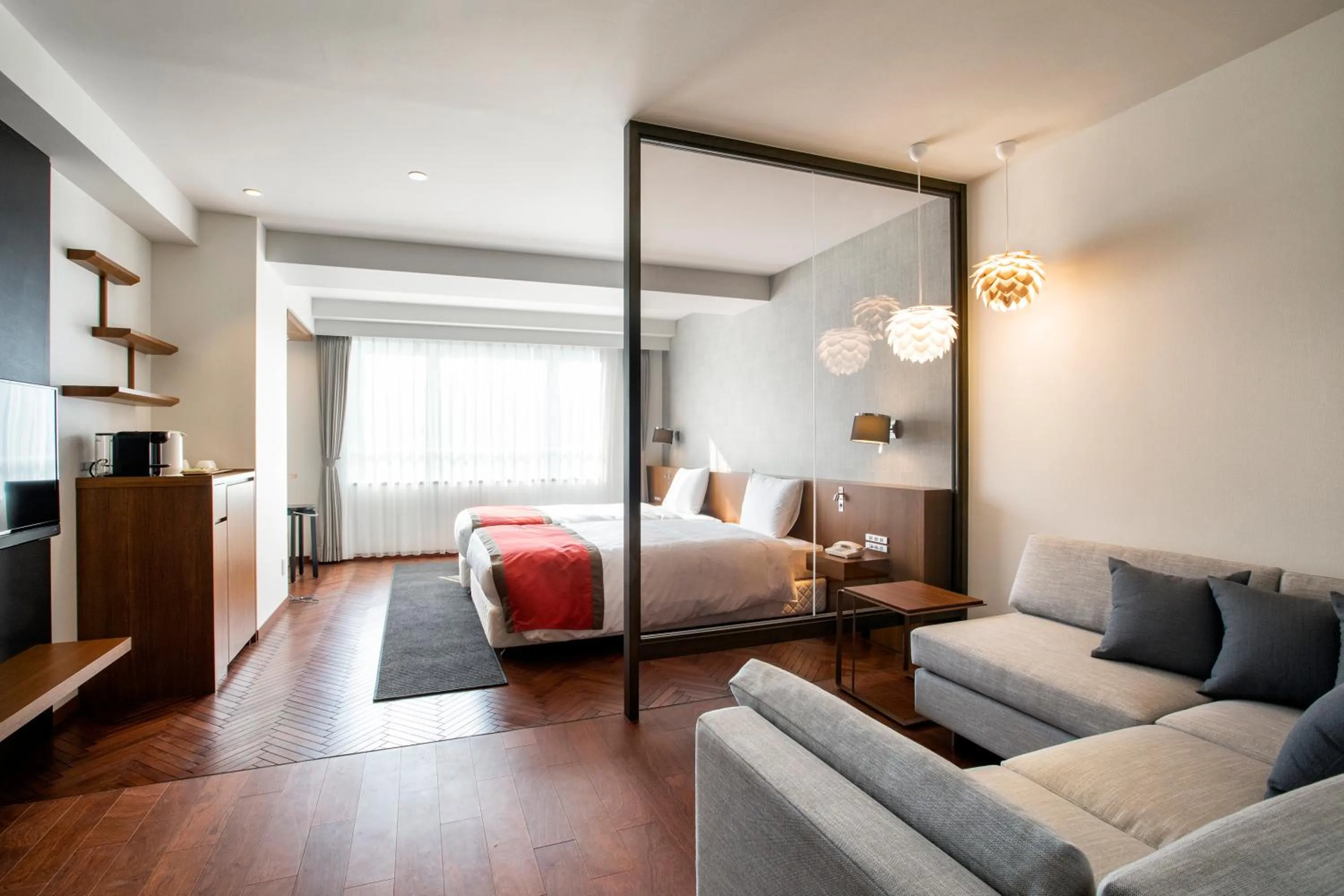 Living room, Bed in Kitayuzawa Mori no soraniwa