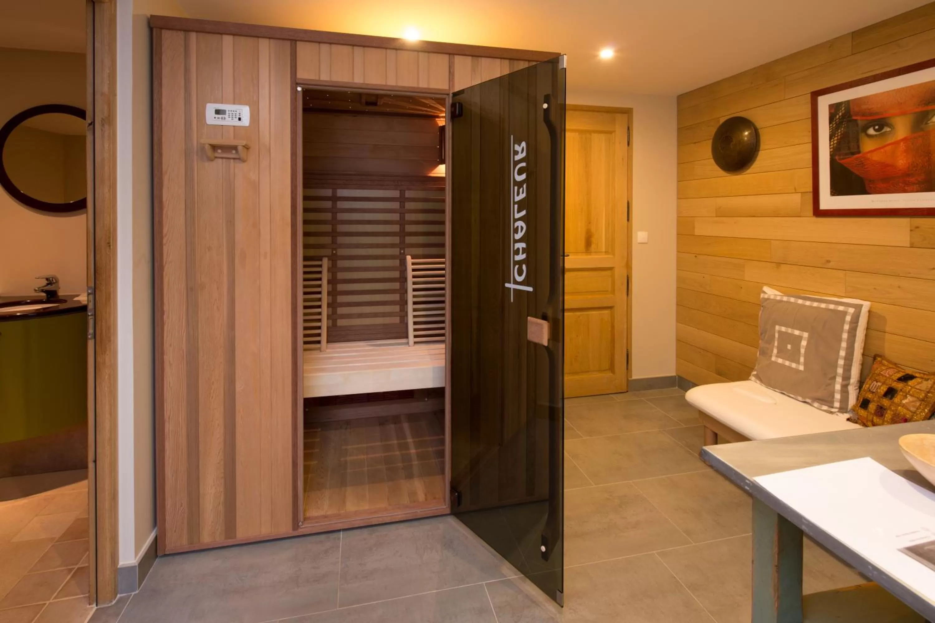 Sauna in La Ferme de l'Oudon & SPA