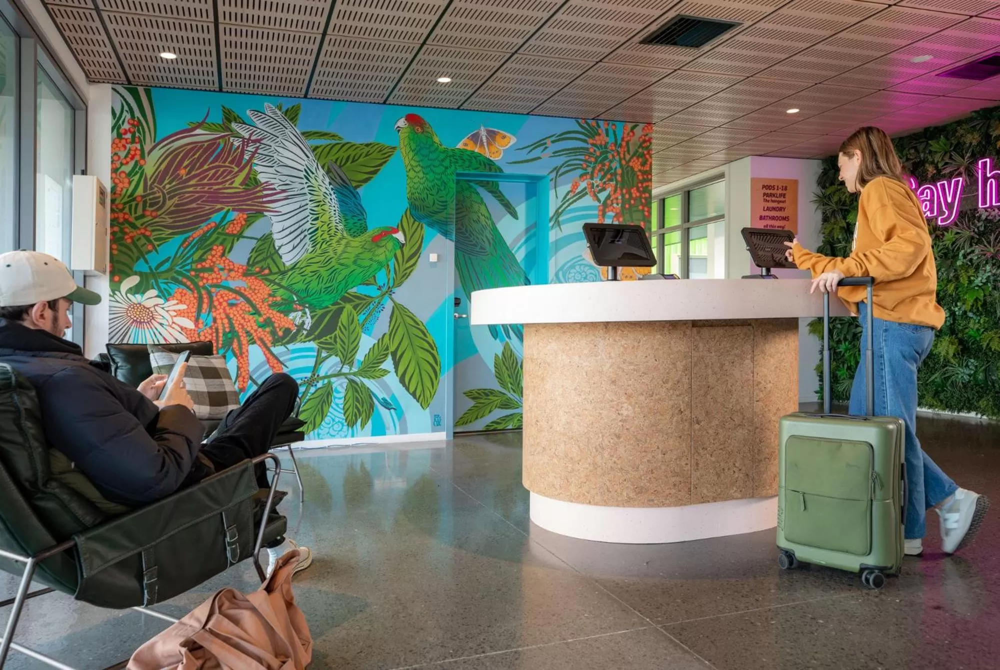 People, Lobby/Reception in Jucy Snooze Christchurch Airport