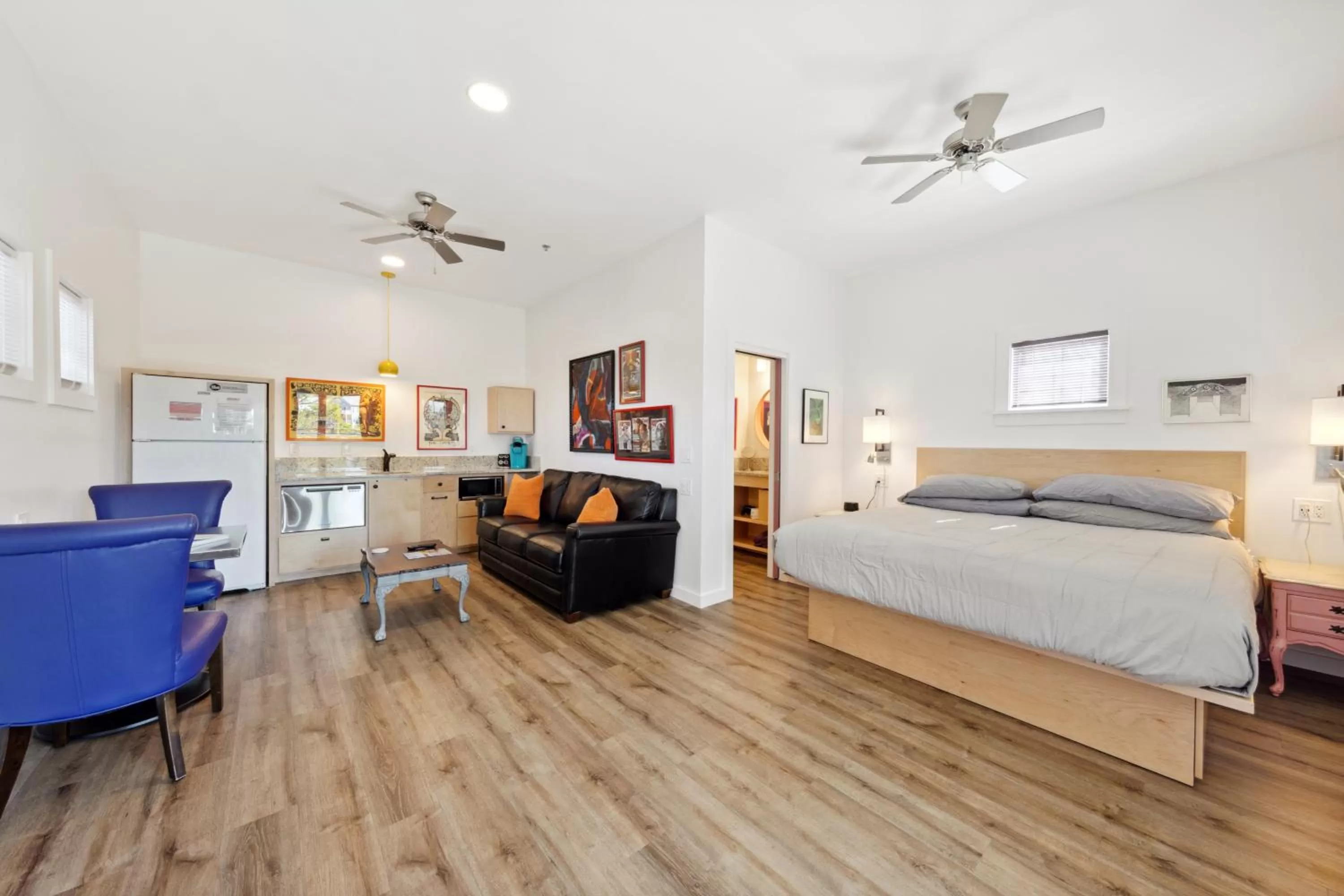 Bed in Hotel Folly with Marsh and Sunset Views