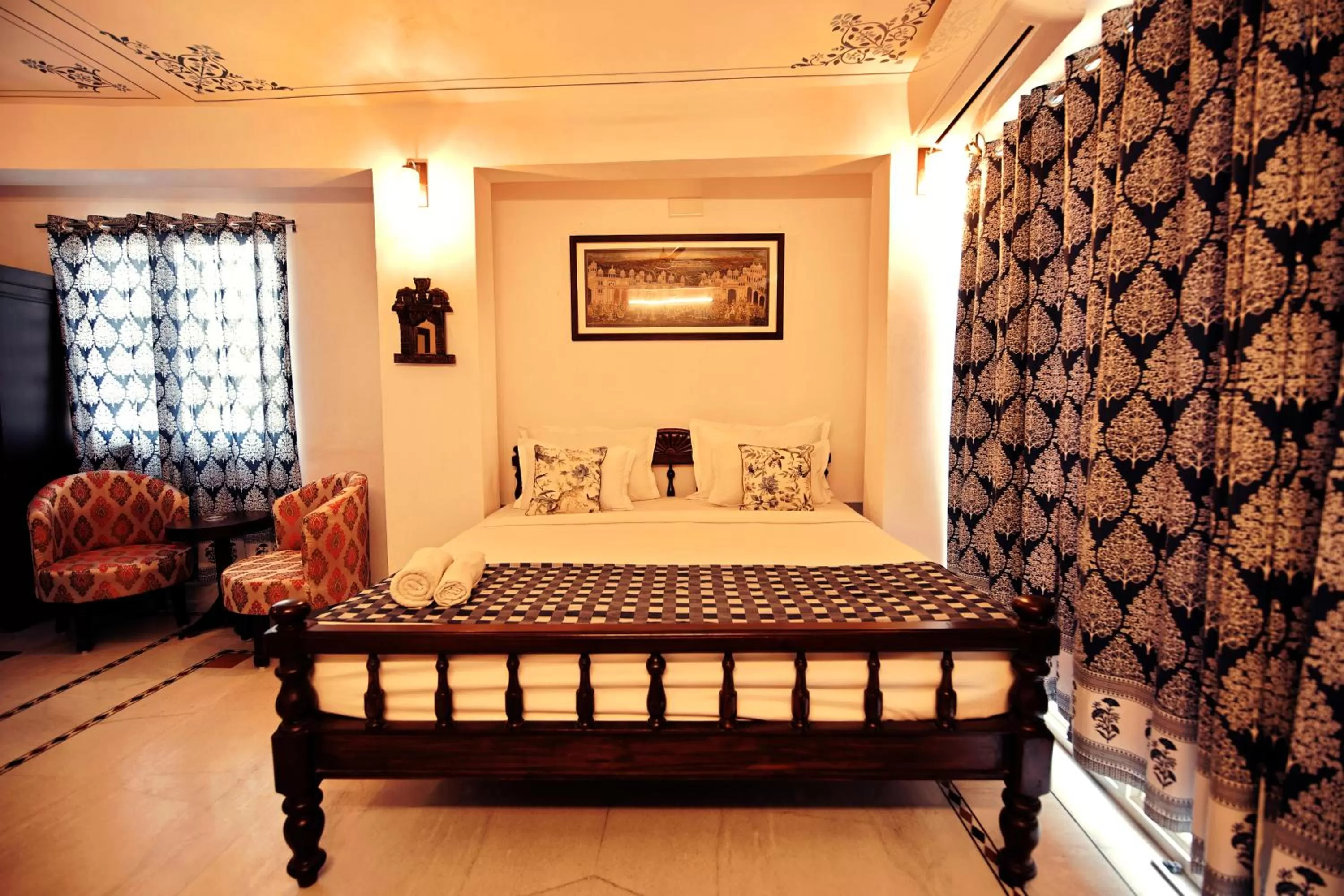 View (from property/room), Bed in The Lake View Hotel- On Lake Pichola