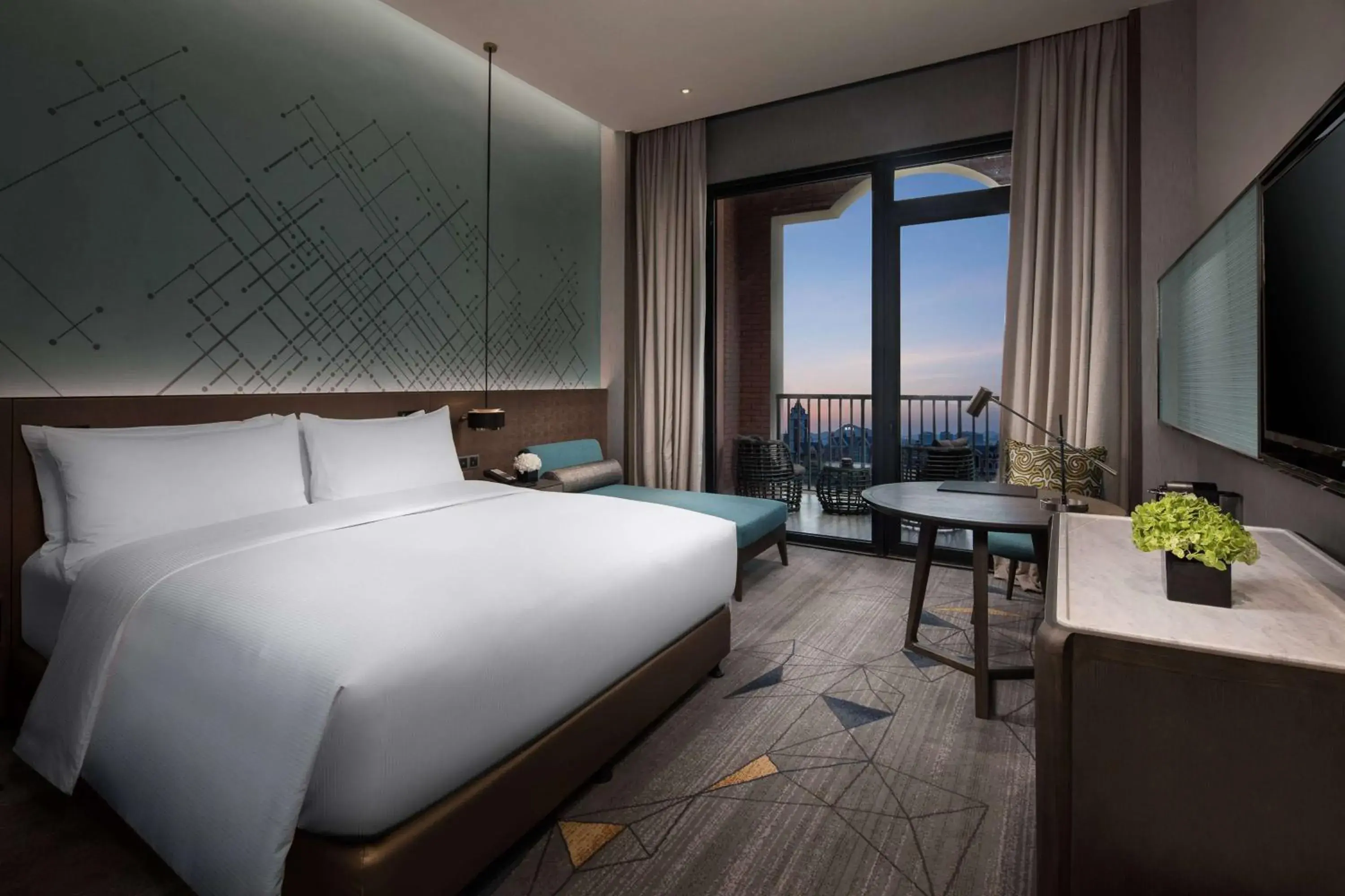 King Room with Balcony in Doubletree By Hilton Qingdao Oriental Movie Metropolis King Room with Balcony in Doubletree By Hilton Qingdao Oriental Movie Metropolis