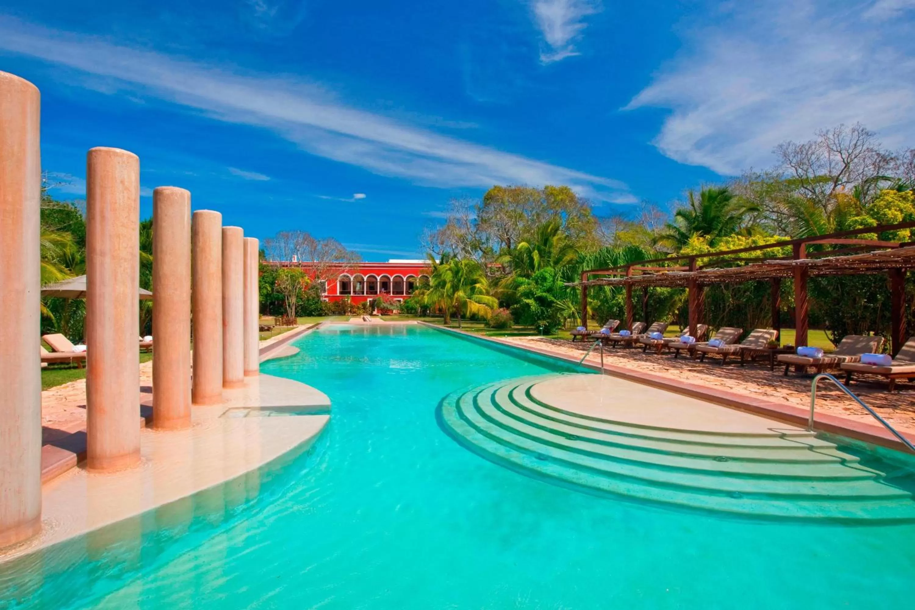 Pool view in Hacienda Temozon Sur