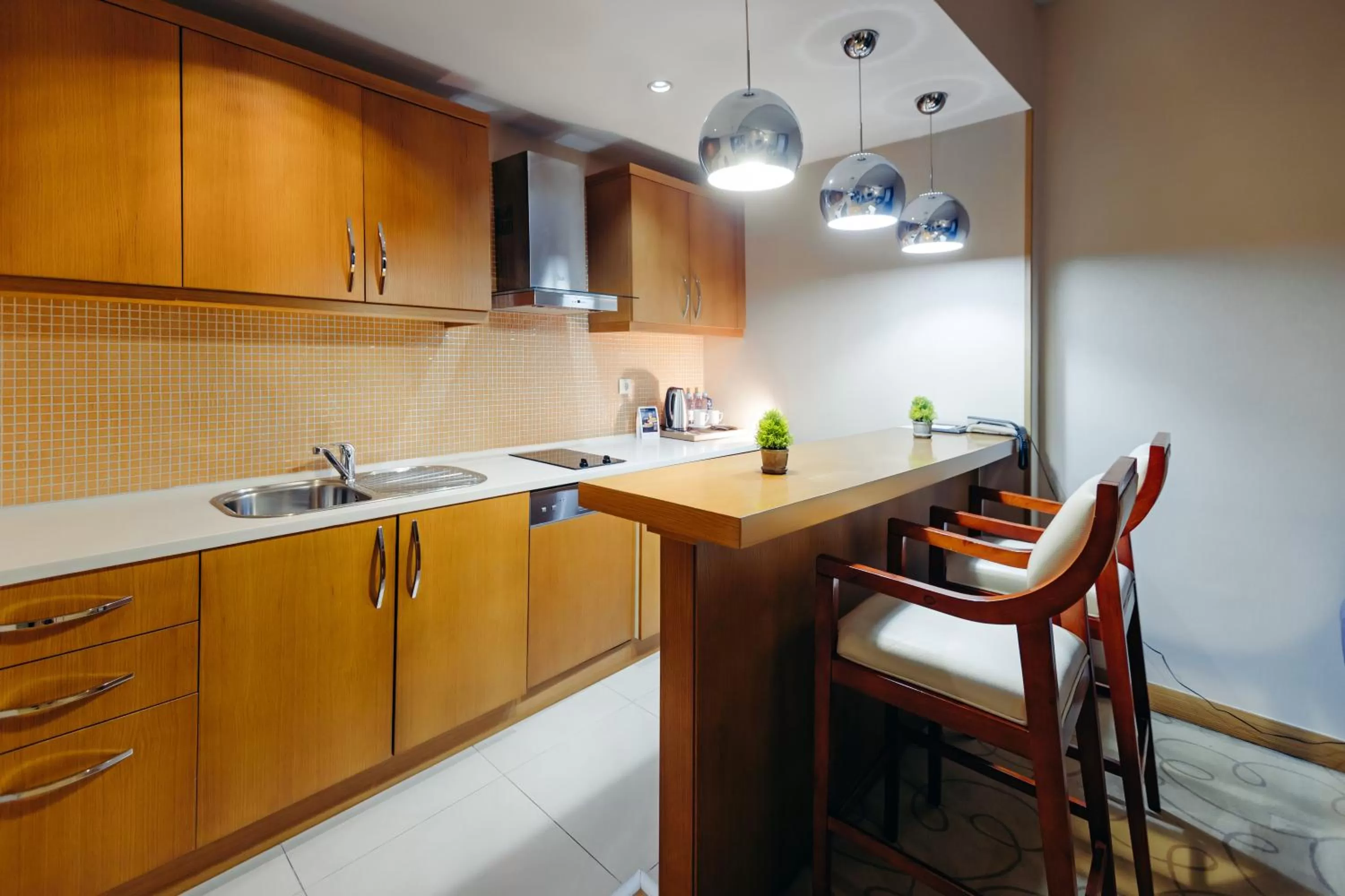 Kitchen or kitchenette in Dedeman Oskemen Hotel