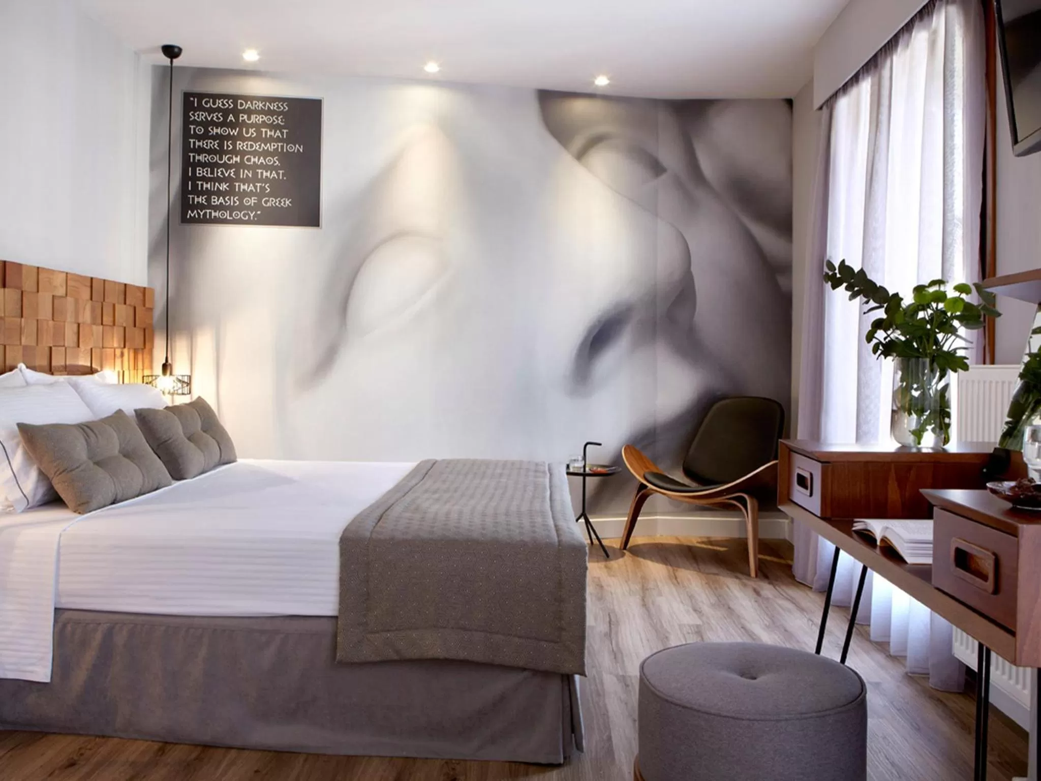 Decorative detail, Bed in Apollon Library Suites