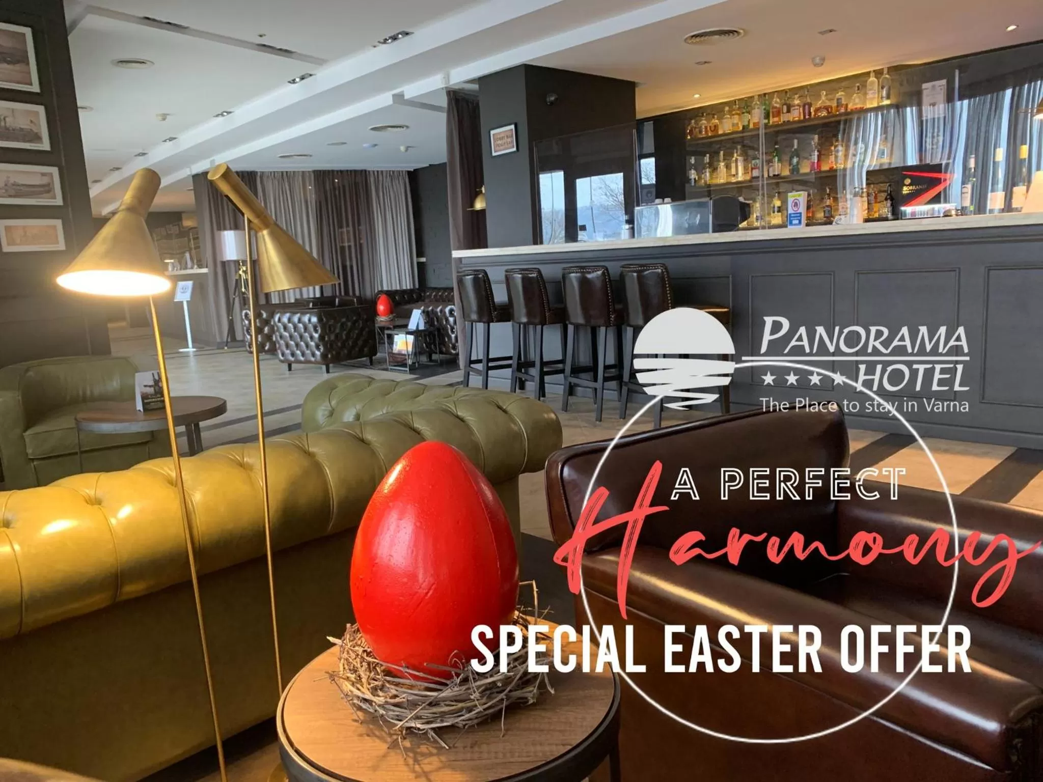 Seating area in Panorama Hotel - Free EV Charging Station