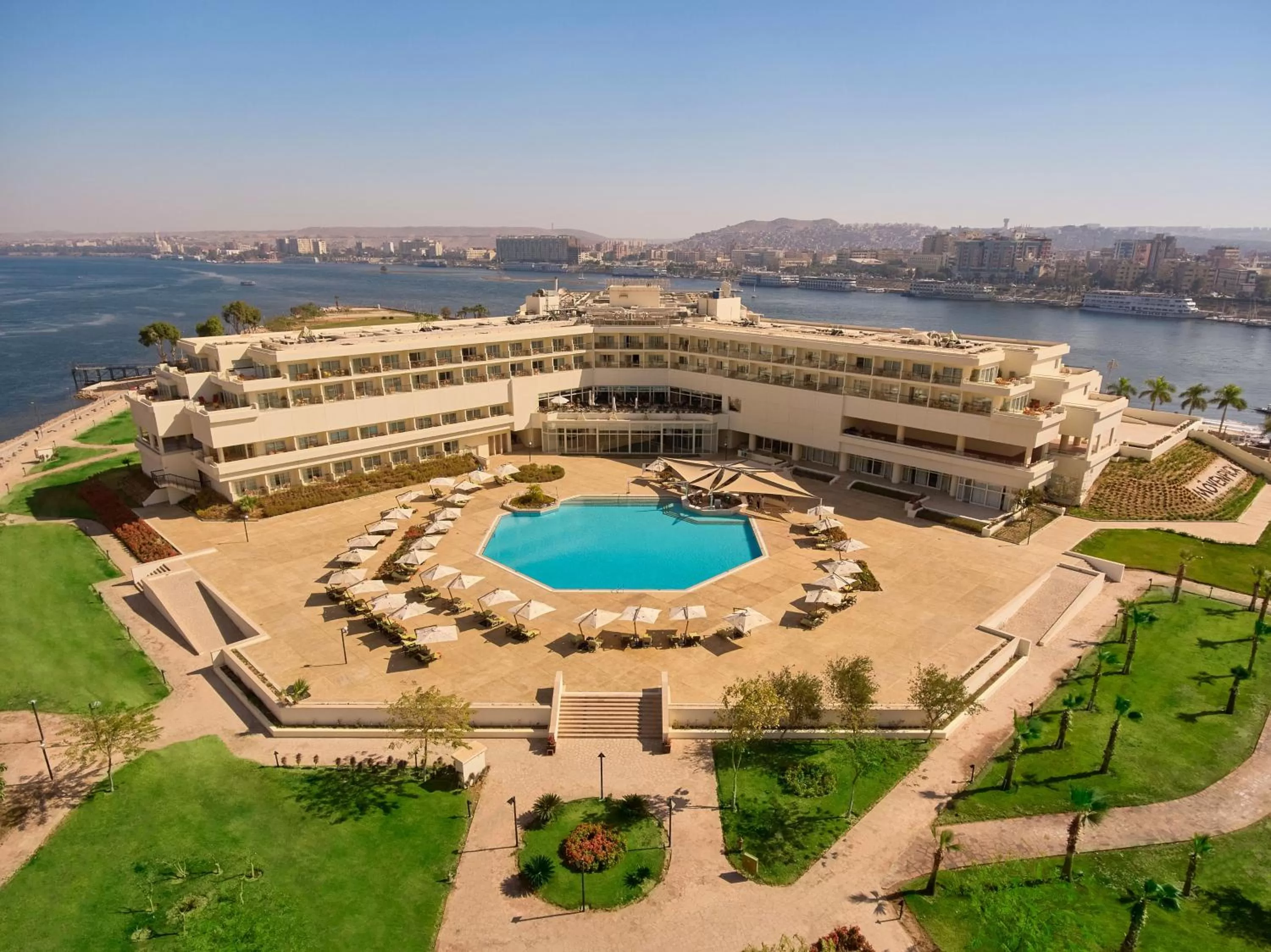 Pool view in Mövenpick Resort Aswan