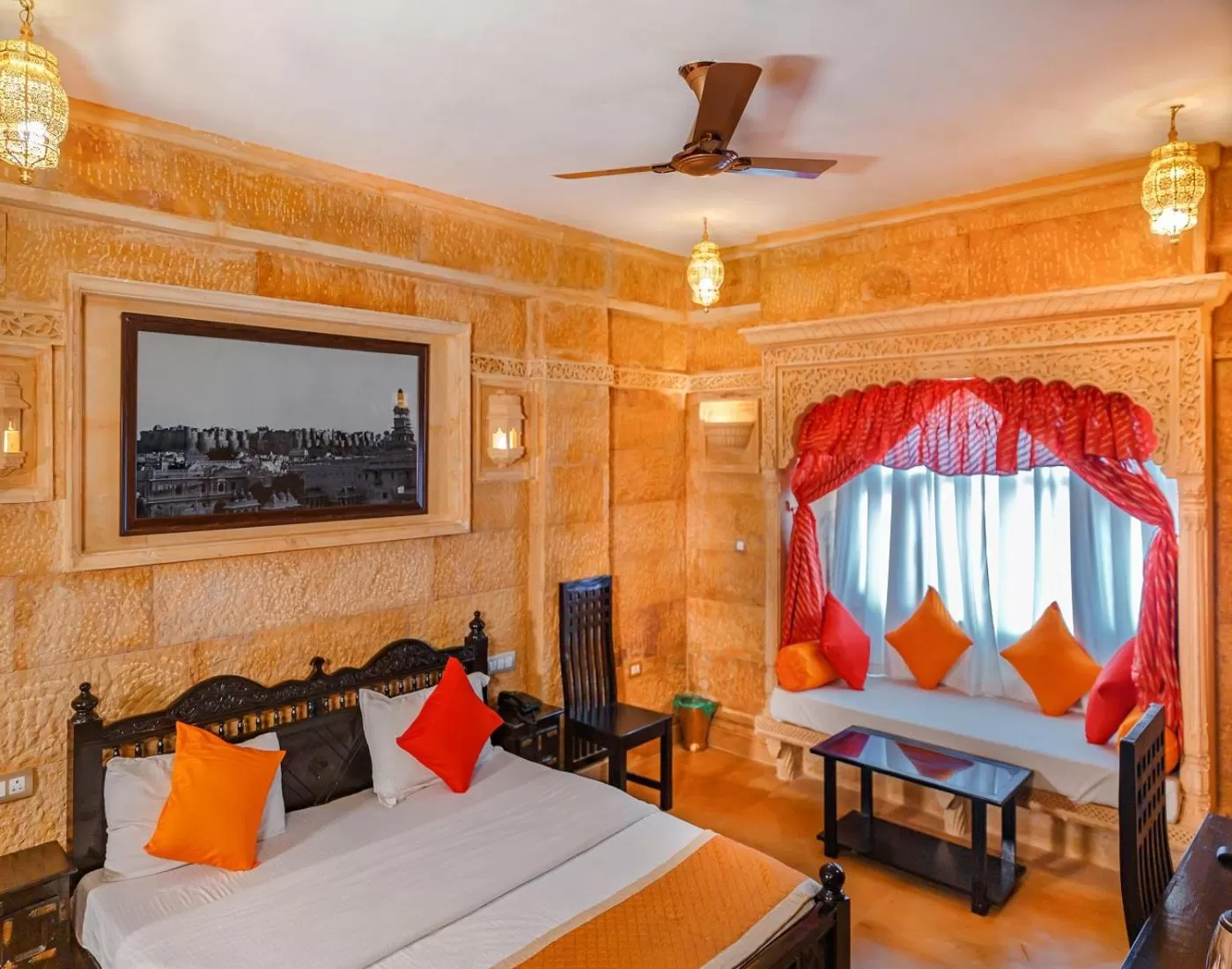 Bathroom, Bed in Hotel Lal Garh Fort And Palace