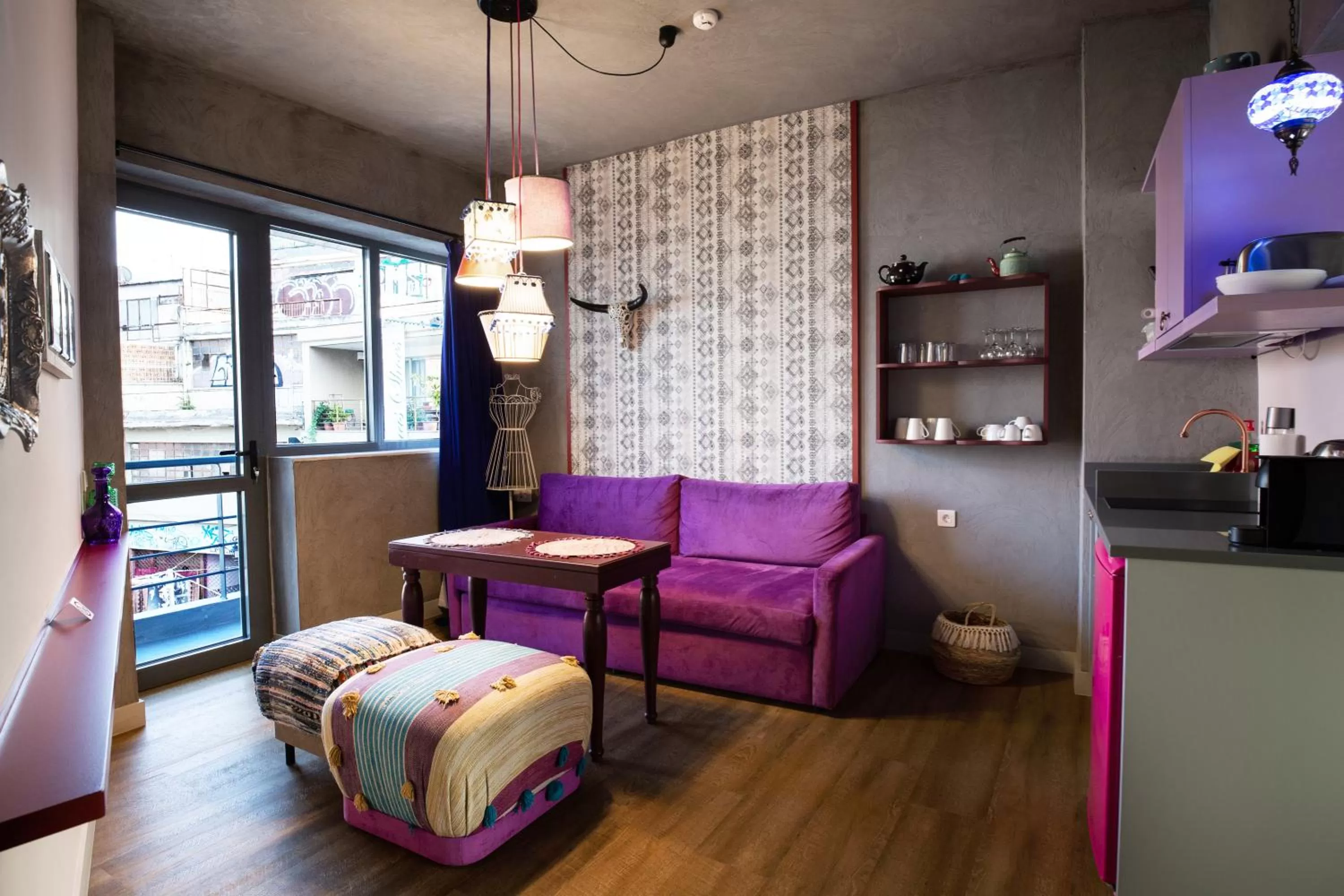 Living room in Downtown Athens Lofts - The Acropolis Observatory