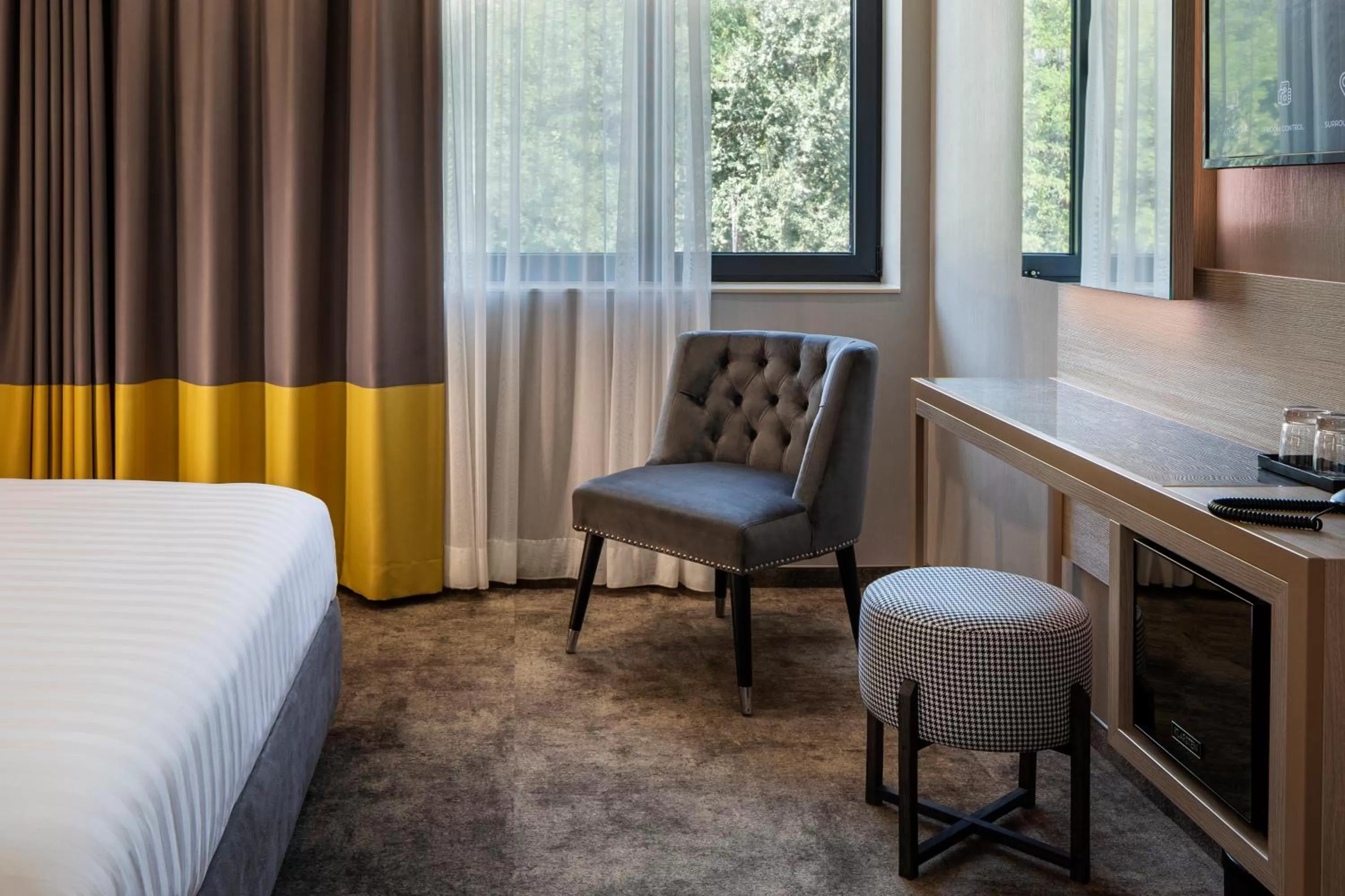 View (from property/room), Bed in -- ESTE PARK HOTEL -- part of Urban Chic Luxury Design Hotels - Parking & Compliments - next to Shopping & Dining Mall Plovdiv