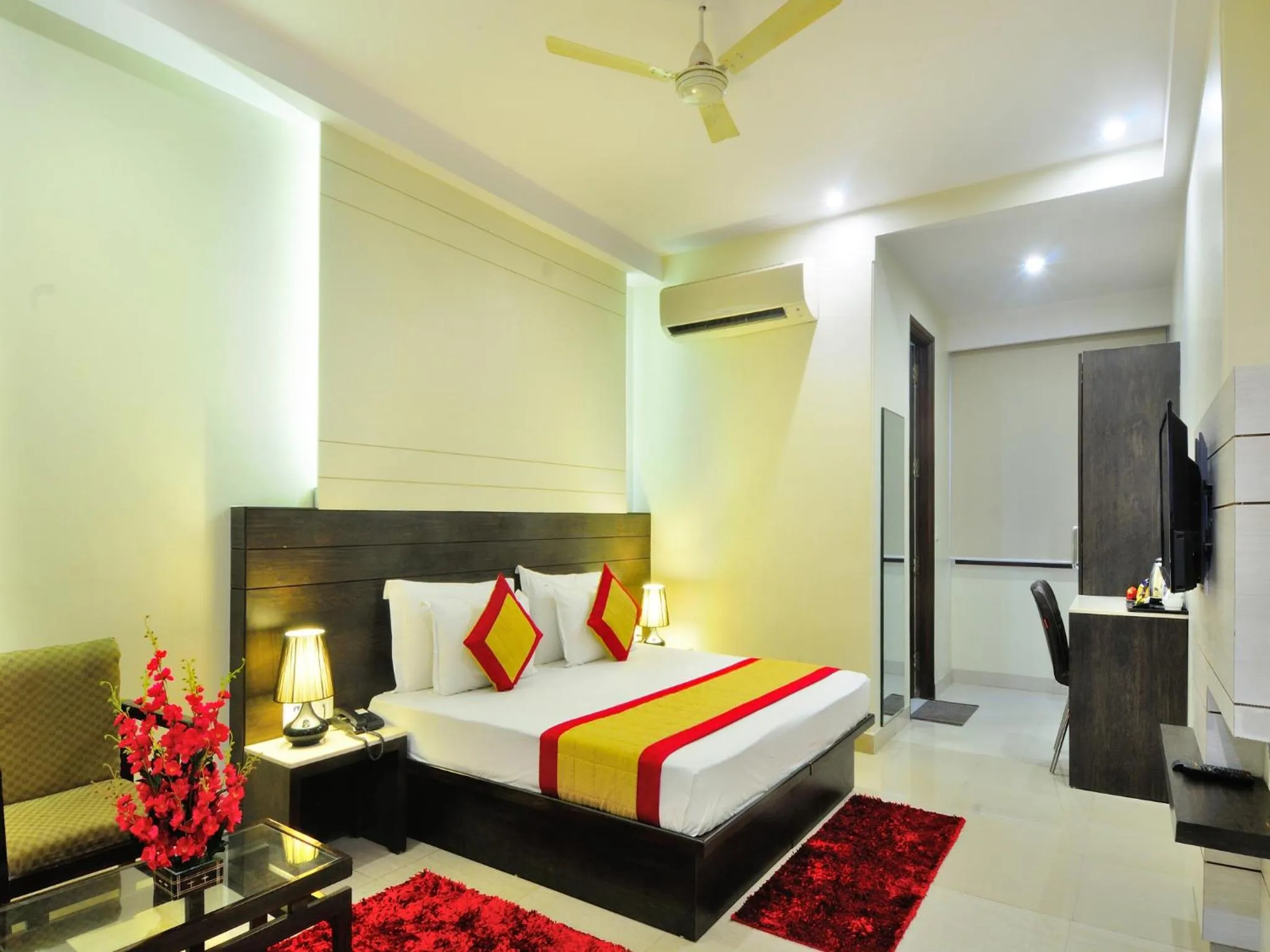Bedroom, Bed in Hotel Sky Rich International - Just a min walk from Karol Bagh Metro Station