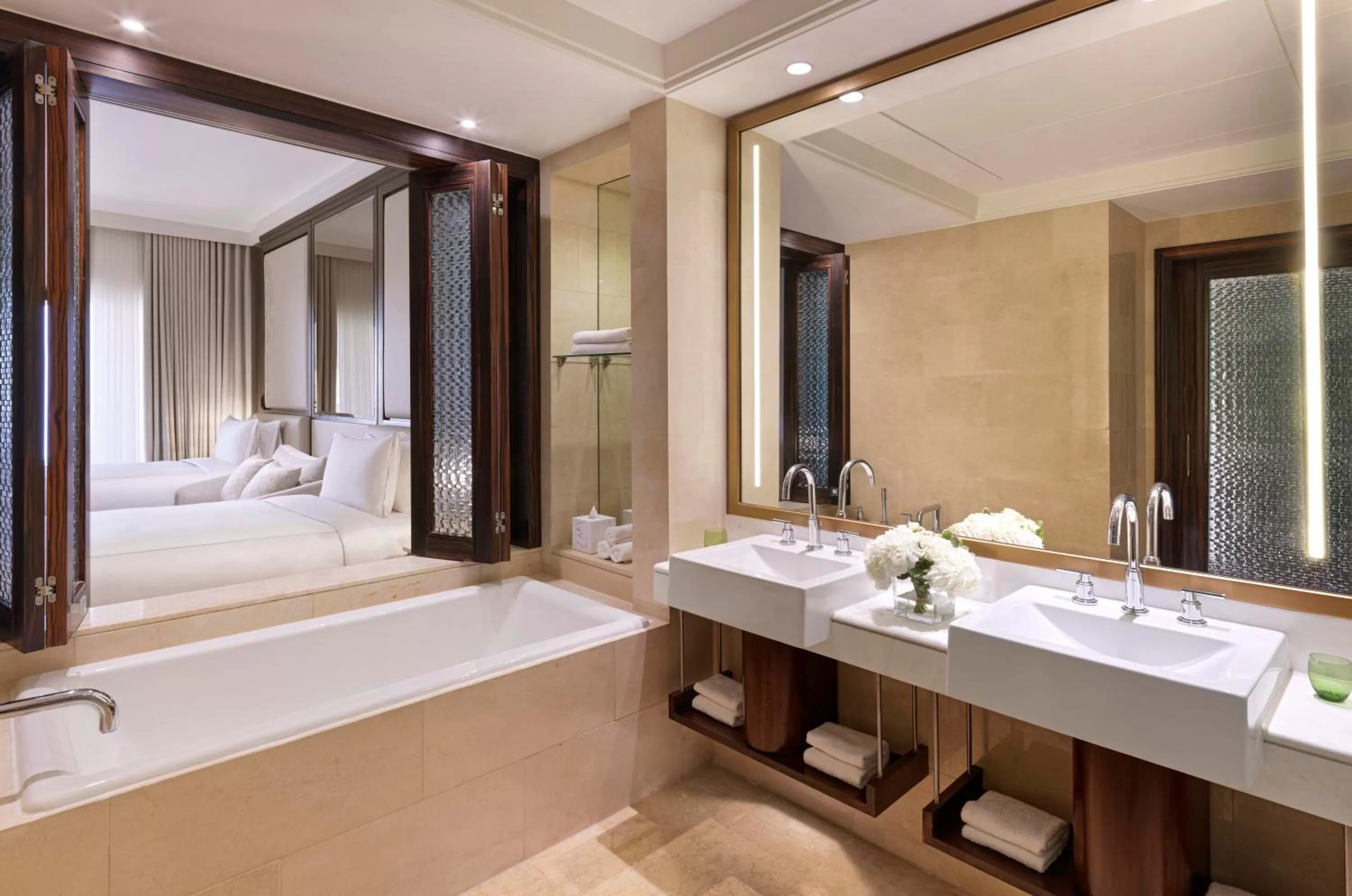 Bathroom, Bed in The Ritz-Carlton Abu Dhabi, Grand Canal