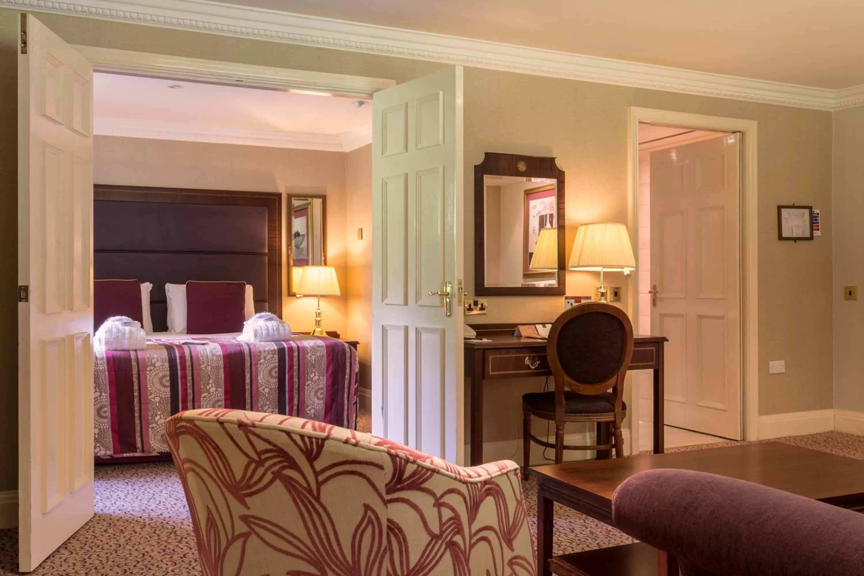 Seating area, Bed in Redworth Hall Hotel- Part of the Cairn Collection