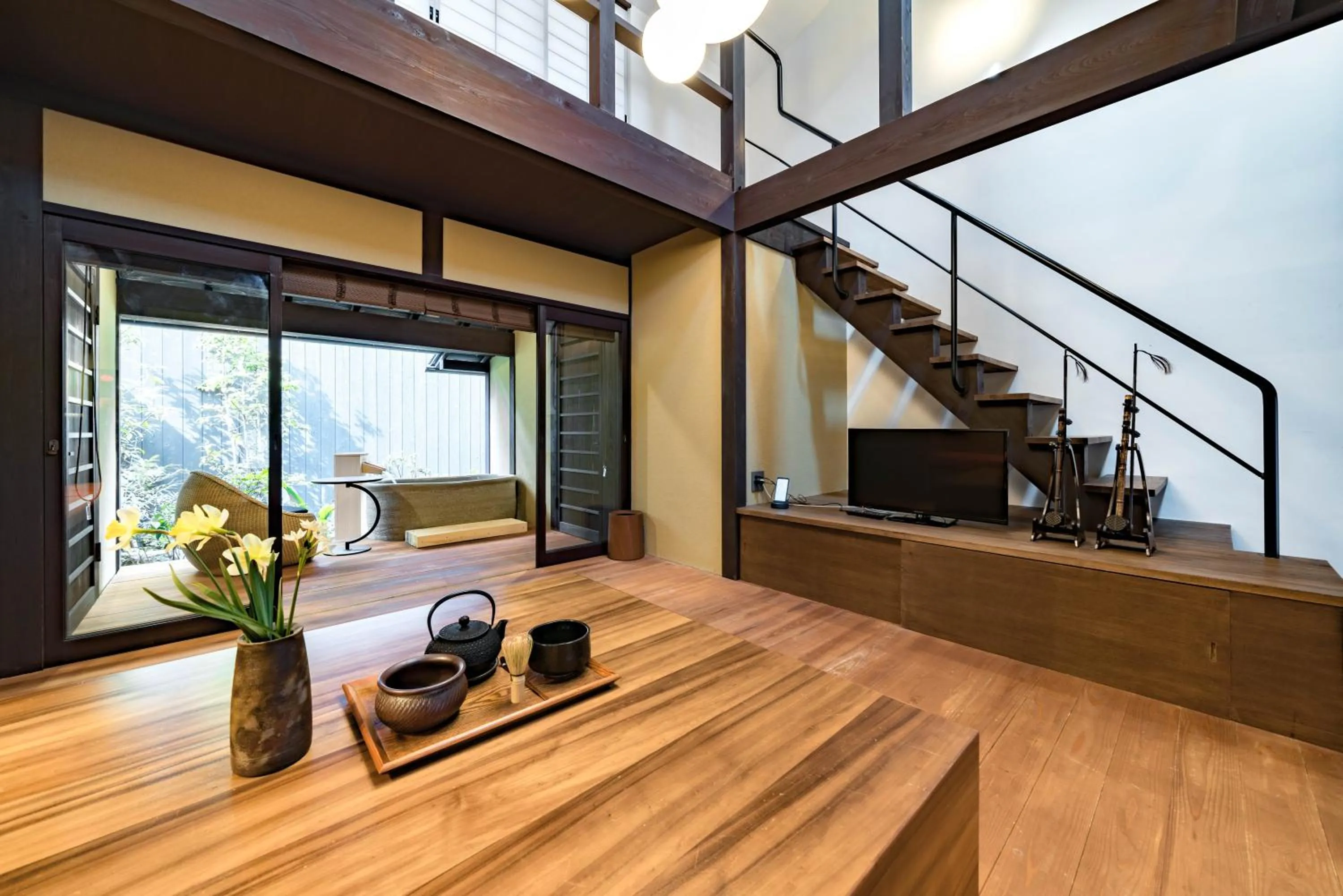 < Kokyu > Japanese Style Double-Story House with Private Open-Air Bath & Garden in Kyoto Machiya Fukune