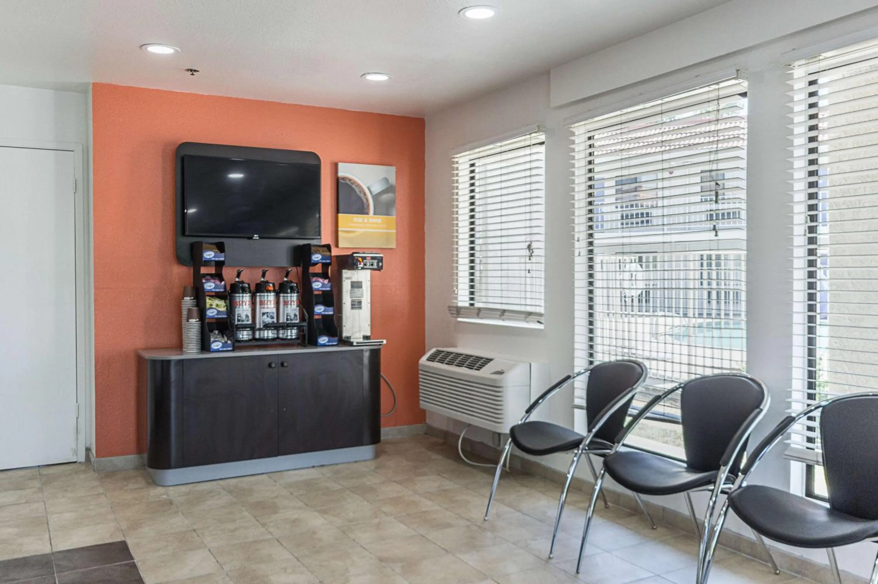 Communal lounge/ TV room in Motel 6-Fresno, CA