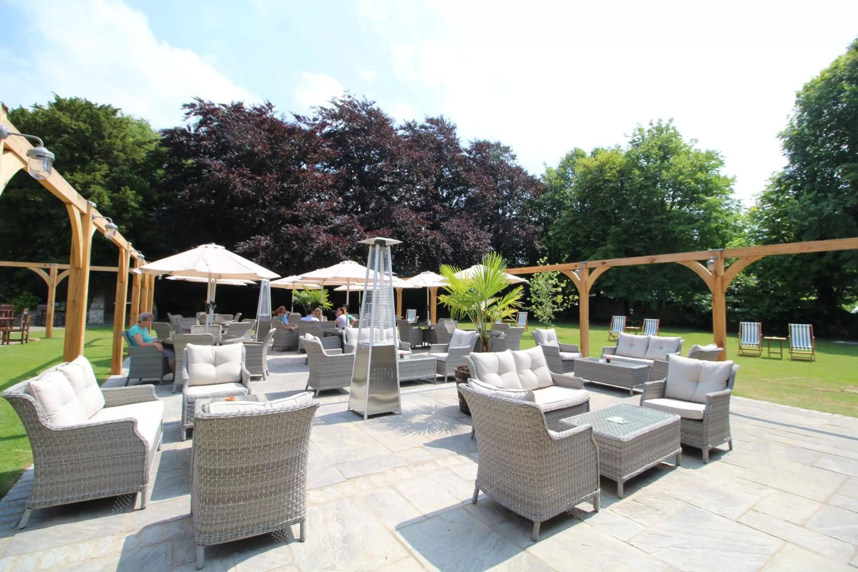 Patio in The Bear Of Rodborough Hotel