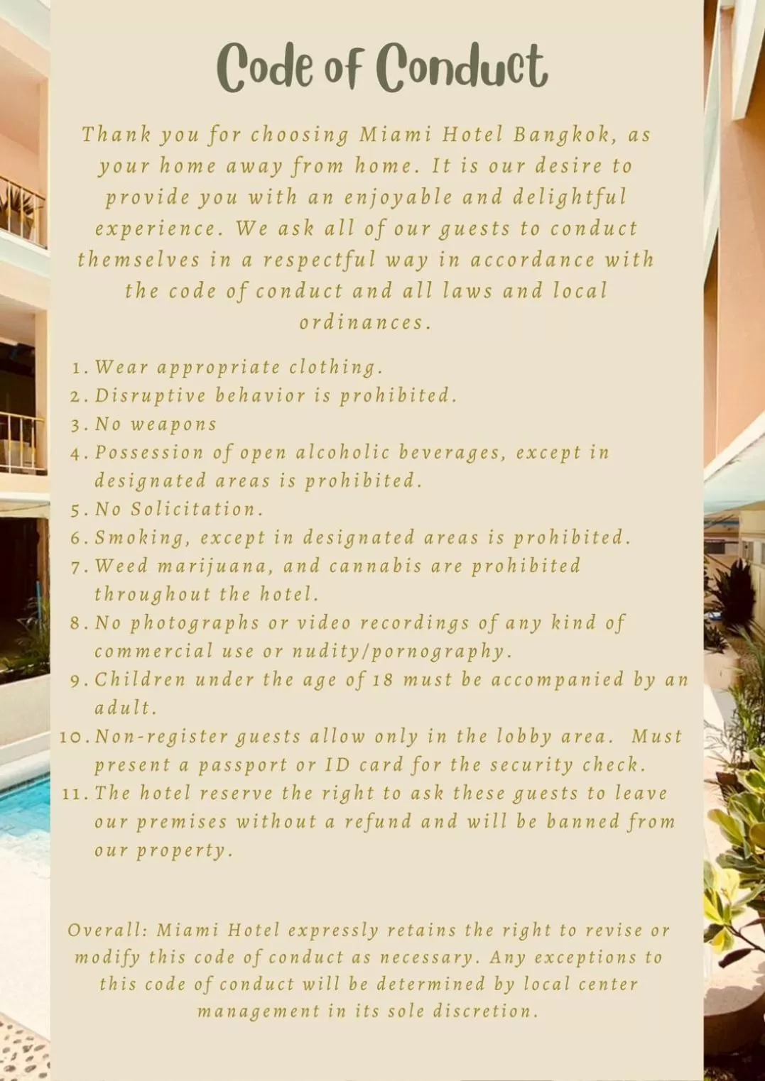 Text overlay in Miami Hotel Bangkok