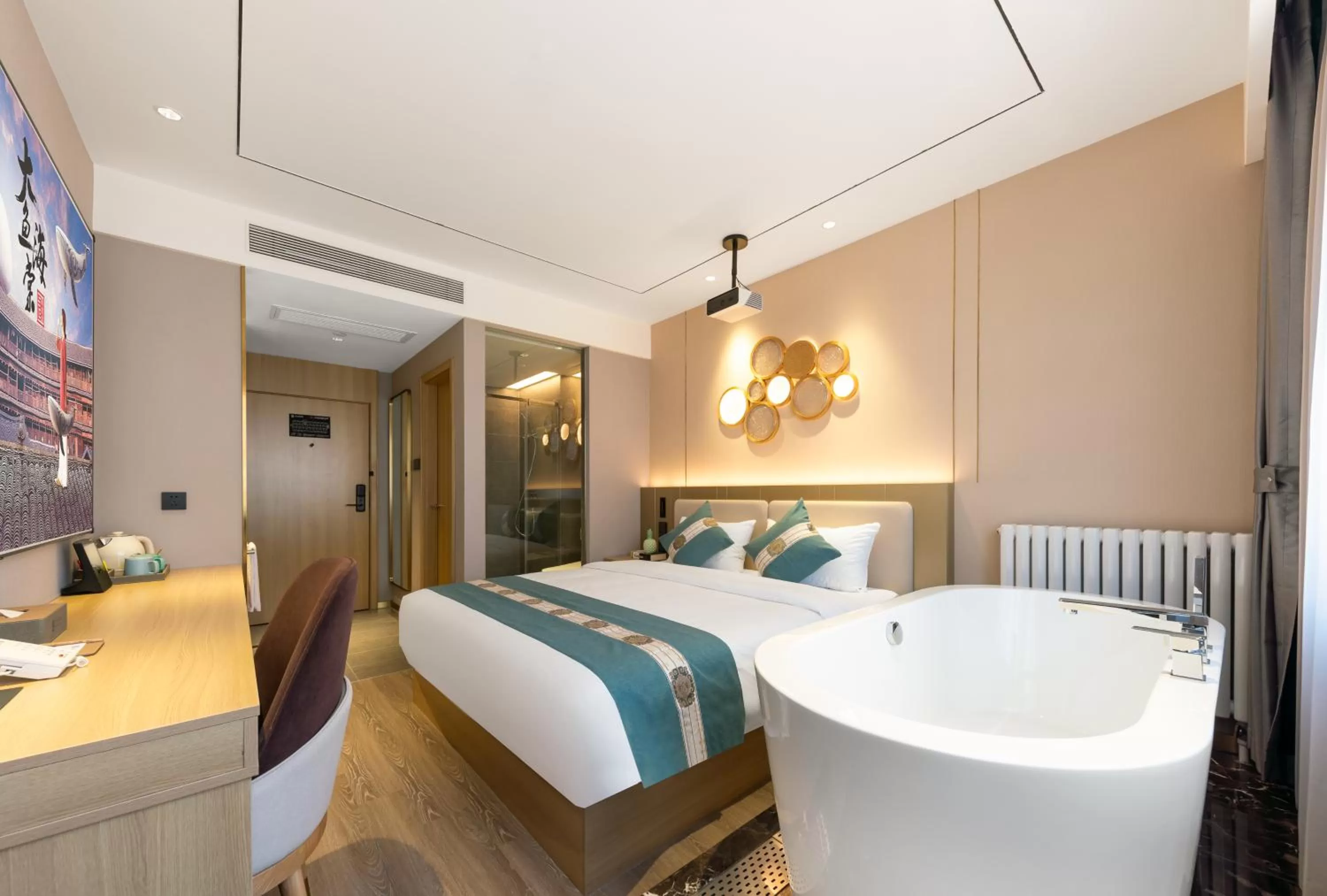 Bed in East Sacred Hotel--Beijing Tiananmen Square ,the Forbidden City,Wangfujing Street,Located in the city center