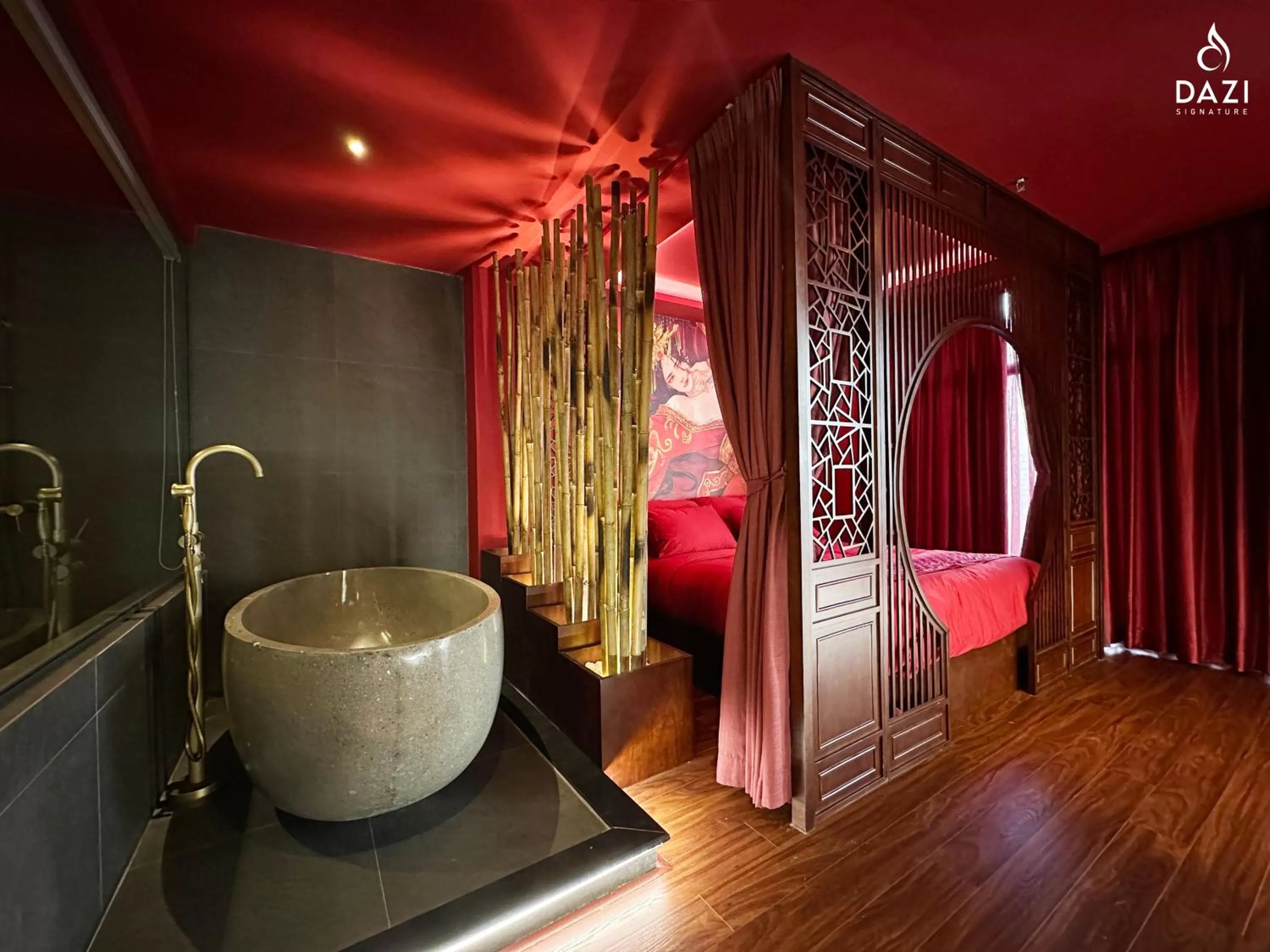 Photo of the whole room, Bed in Dazi Signature