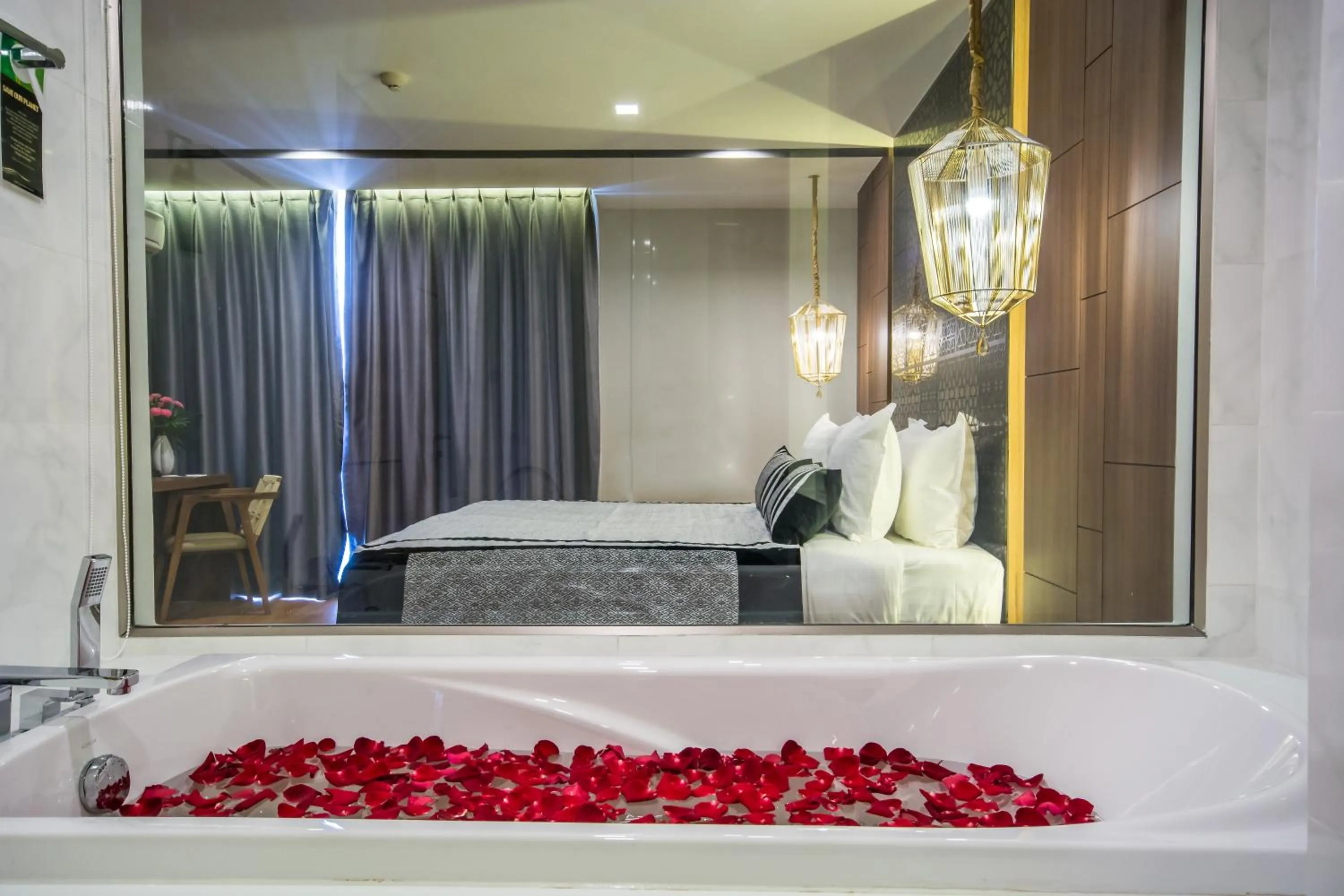 Bathroom, Bed in Stay with Nimman Chiang Mai