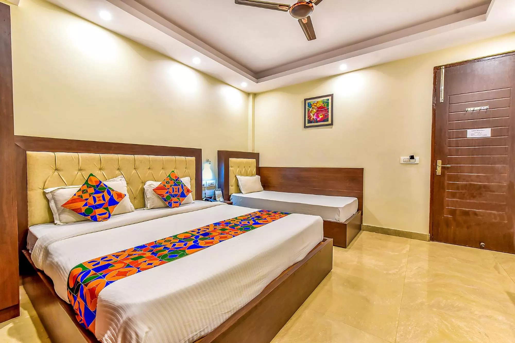 Bedroom, Bed in FabHotel Surya Residency GMS Road