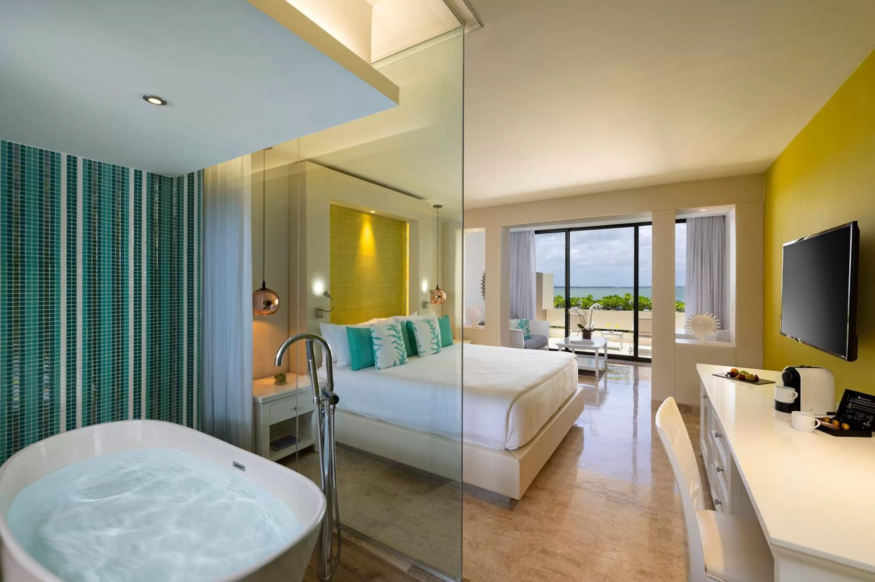 Bedroom, Bed in Paradisus Cancun All Inclusive - Grand Reopening coming soon