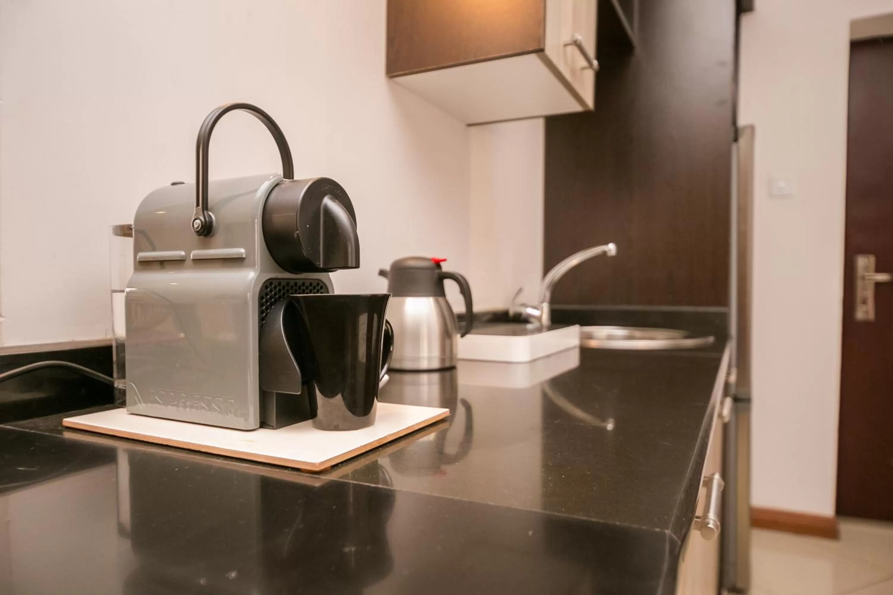 Coffee/tea facilities, Kitchen/Kitchenette in Hotel Rudi