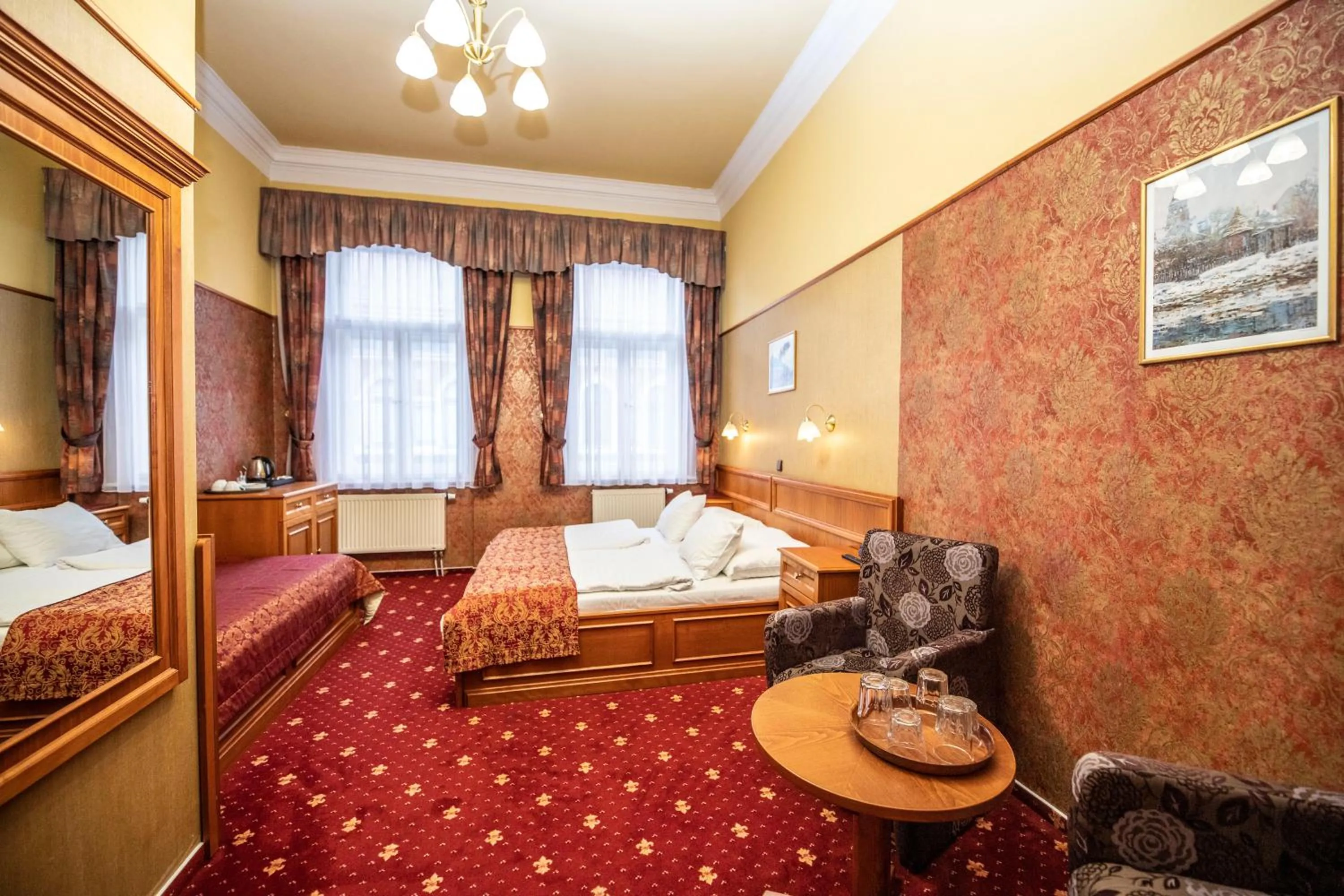 Living room, Bed in Old Prague Hotel