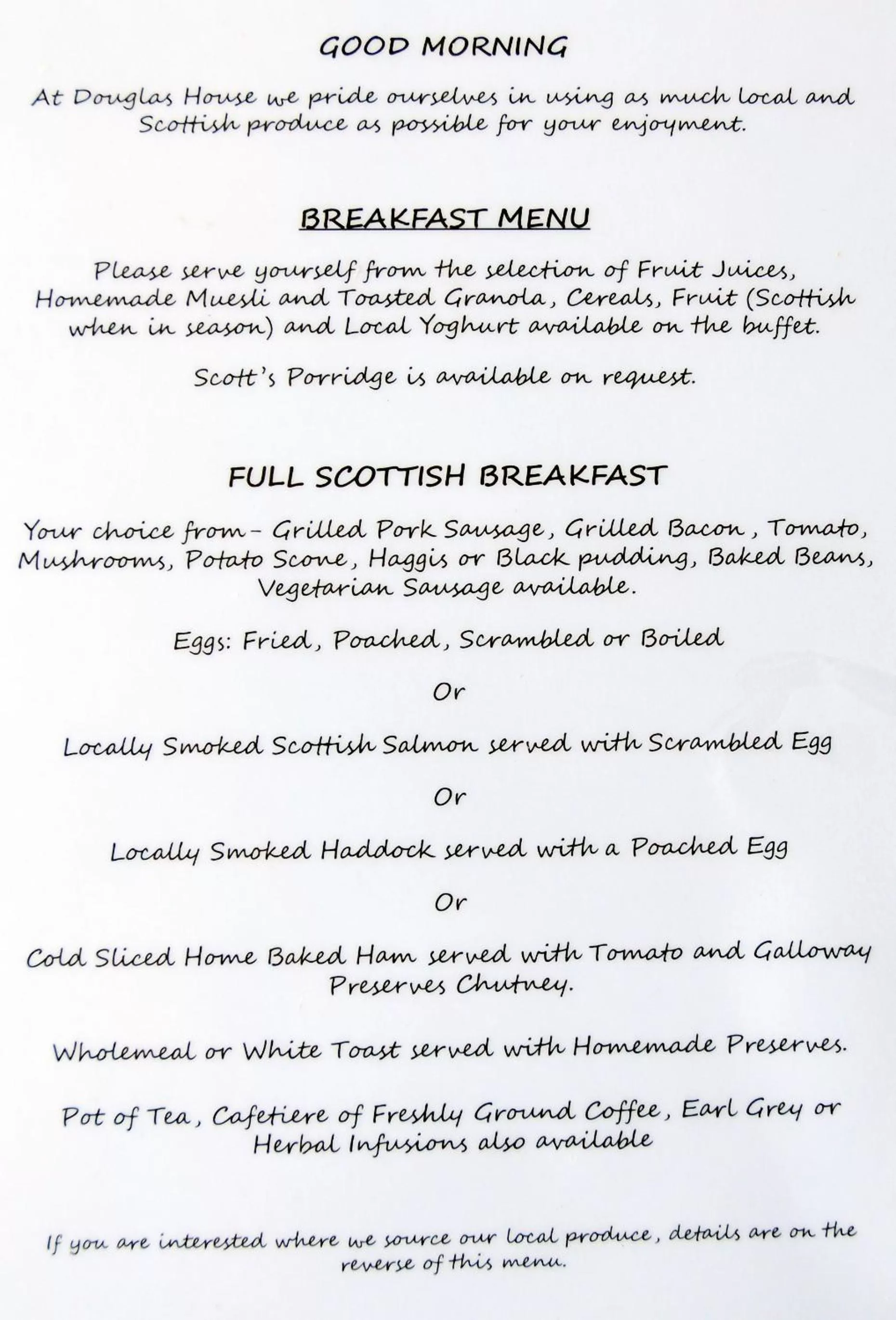 English/Irish breakfast in Douglas House