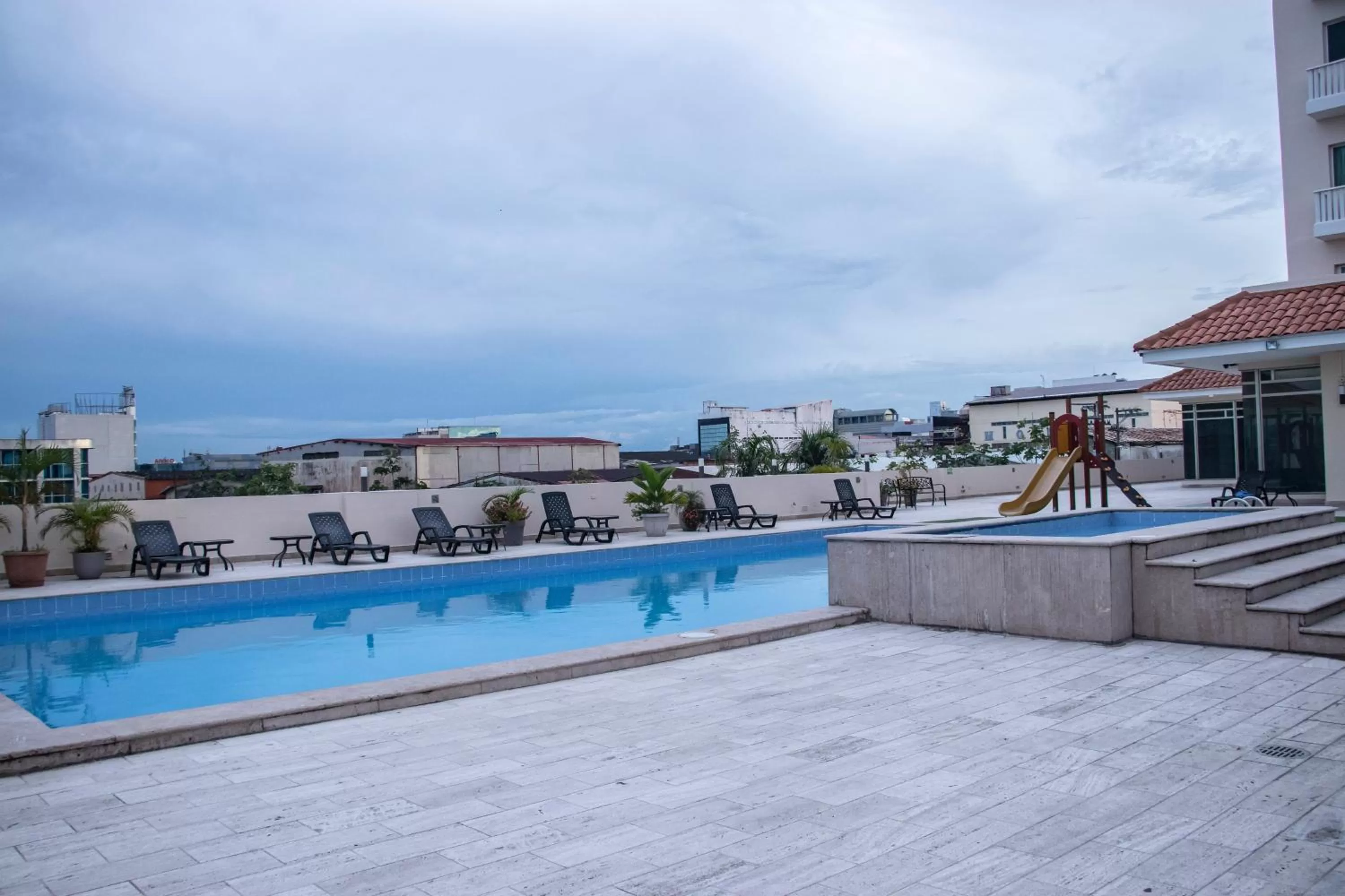 Pool view in Radisson Colon 2,000 Hotel & Casino