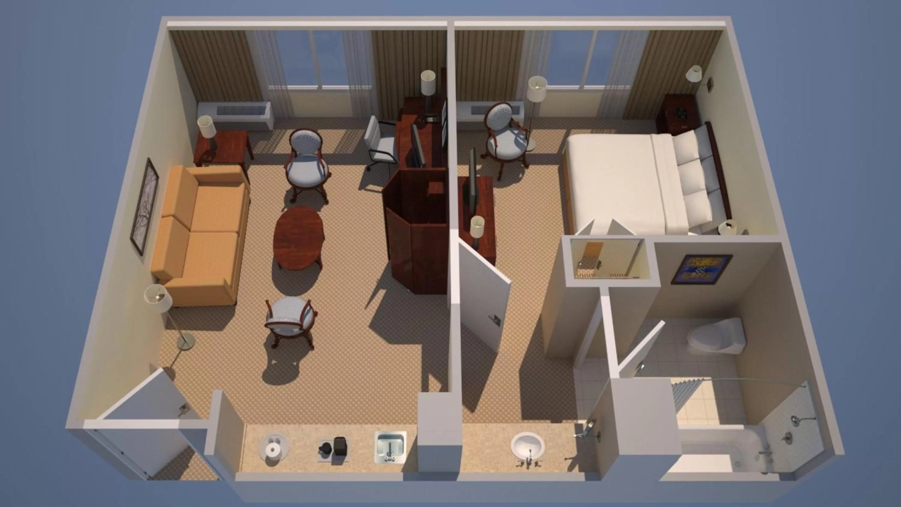 Floor plan, Bed in Courtyard by Marriott Birmingham Downtown at UAB